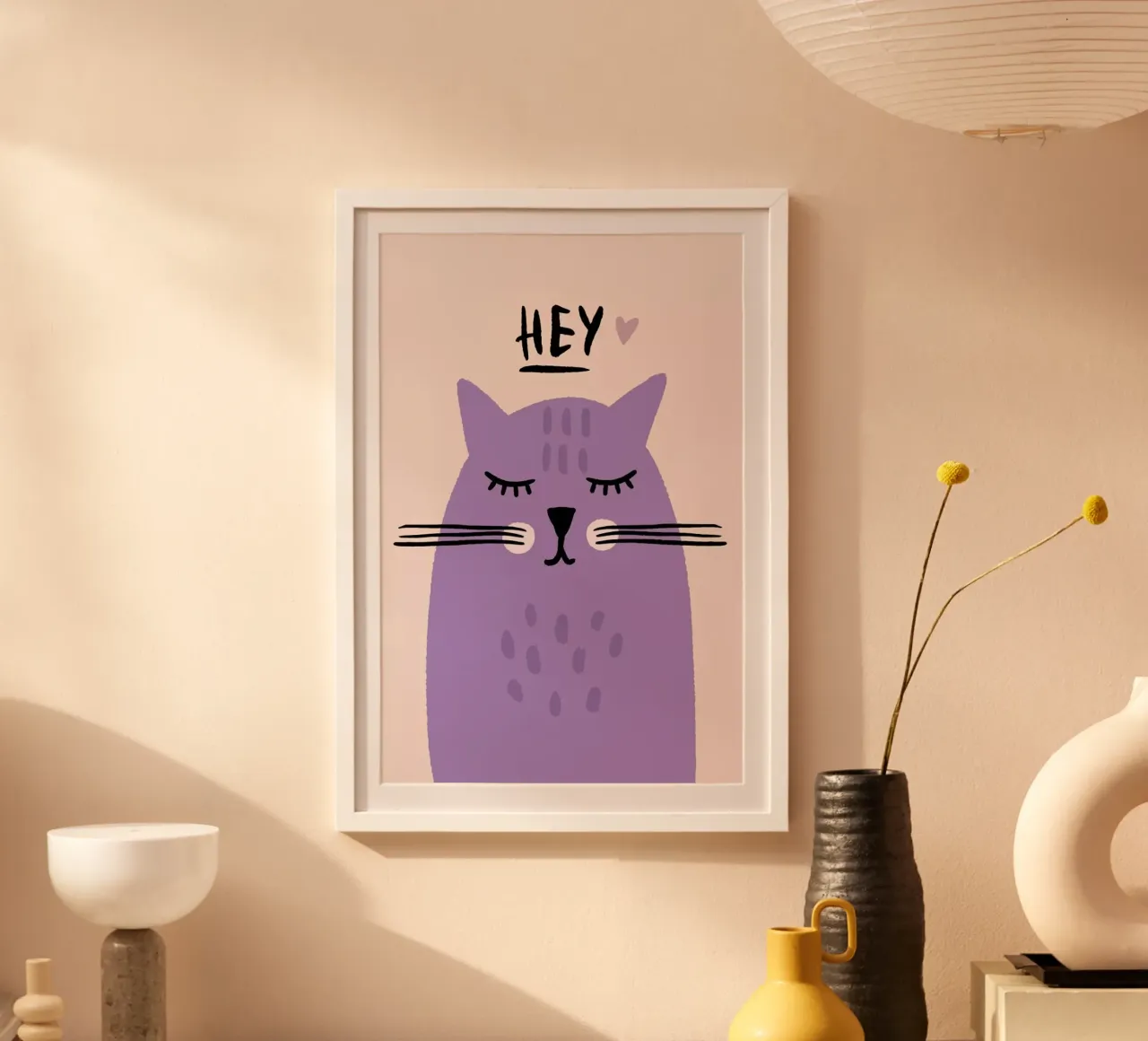 Feline Cute poster con telaio in plastica da Little Flourishes