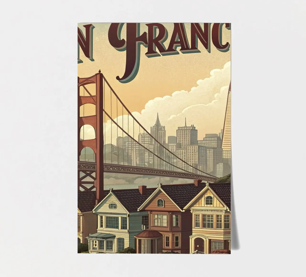 San Francisco vintage poster stickervel van 🎁 ARTVI-SHOP