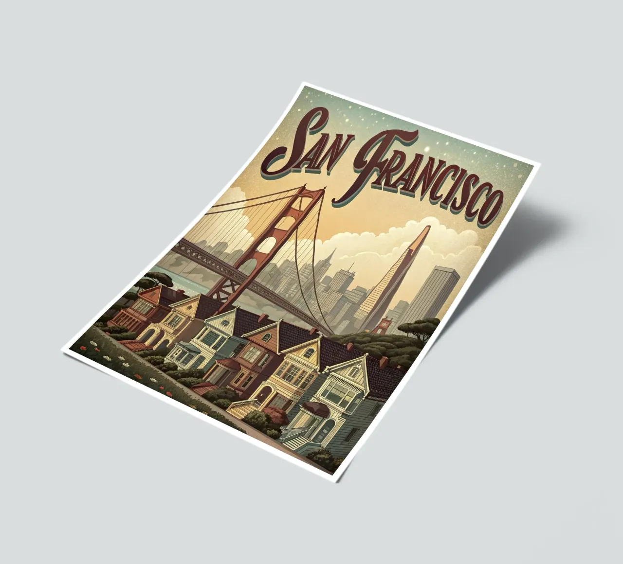 San Francisco vintage poster stickervel van 🎁 ARTVI-SHOP
