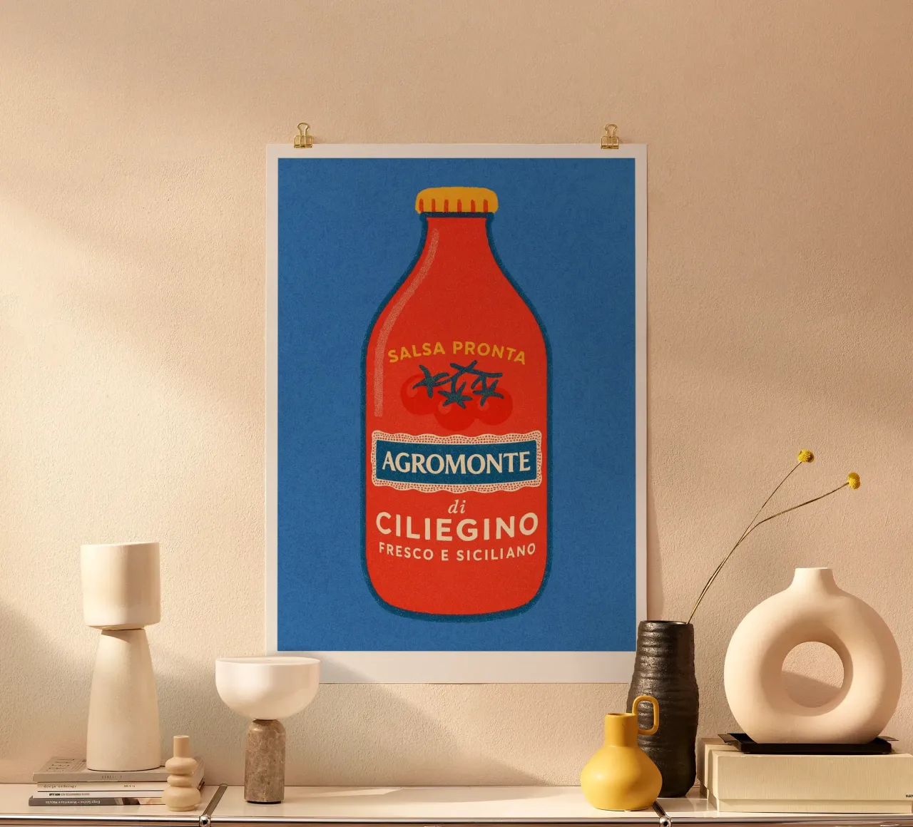 Risographie Kitchenprint "Eat The World" n. 5 poster con telaio in alluminio da typealive