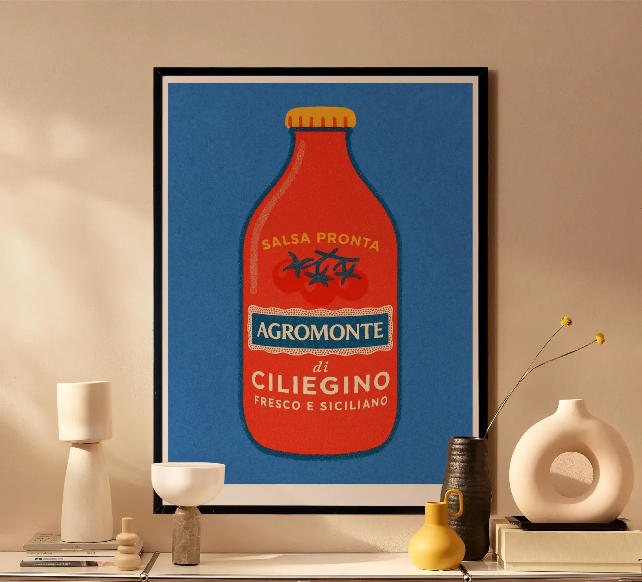 Risographie Kitchenprint "Eat The World" n. 5 poster con telaio in alluminio da typealive