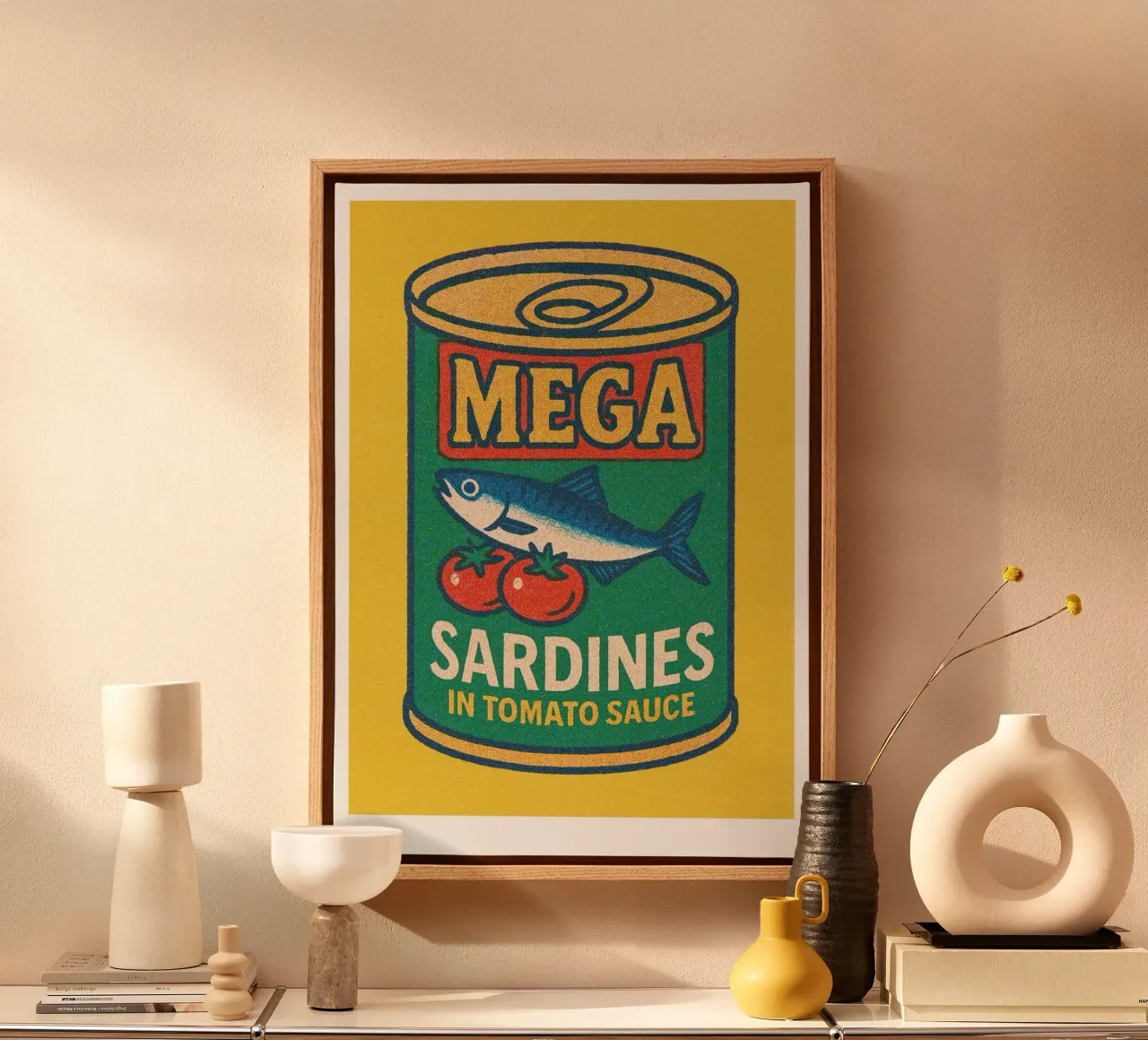 Risographie Kitchenprint "Eat The World" n. 4 tela con Cornice a cassetta da typealive