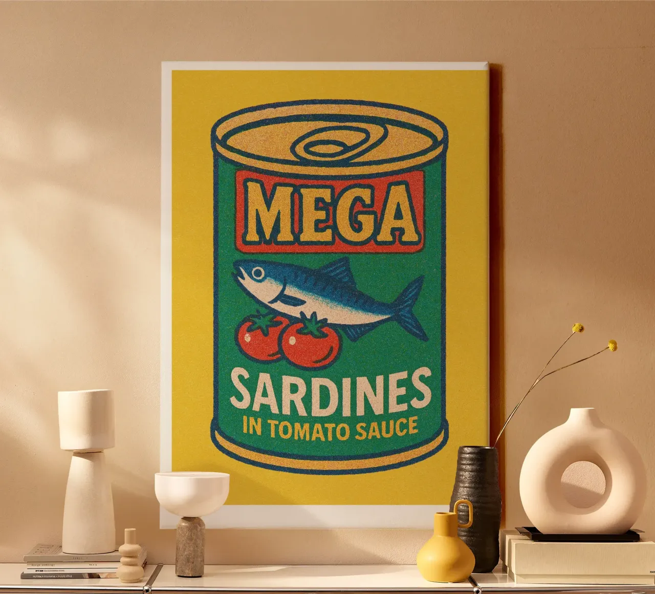 Risographie Kitchenprint "Eat The World" n. 4 tela con Cornice a cassetta da typealive