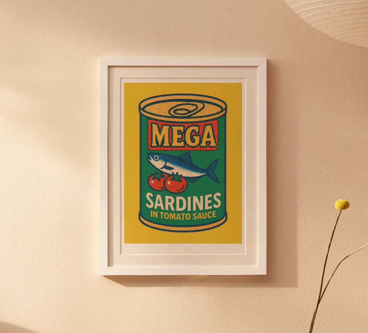 Risographie Kitchenprint "Eat The World" n. 4 poster con telaio in legno da typealive