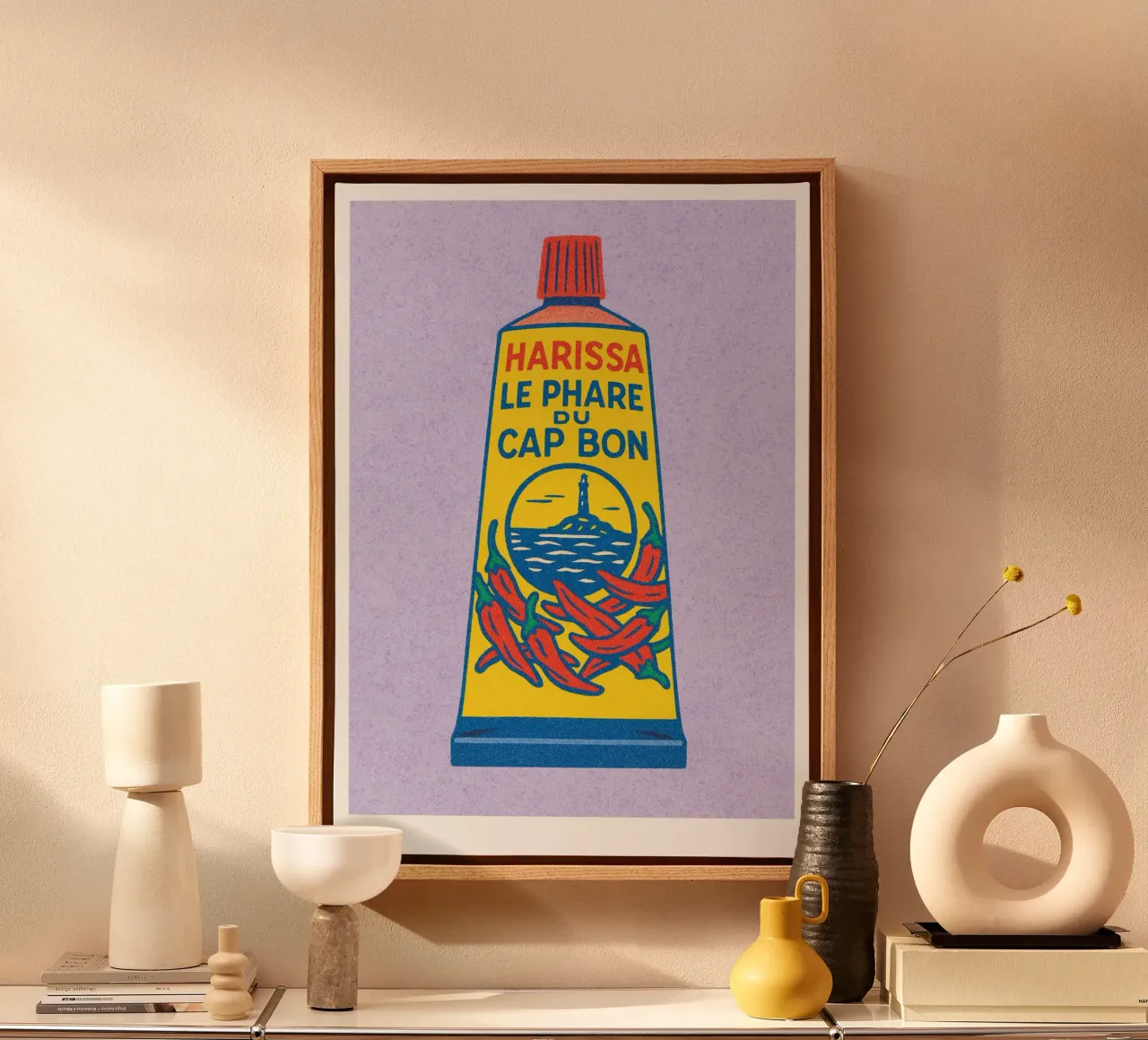 Risographie Kitchenprint "Eat The World" n. 2 tela con Cornice a cassetta da typealive