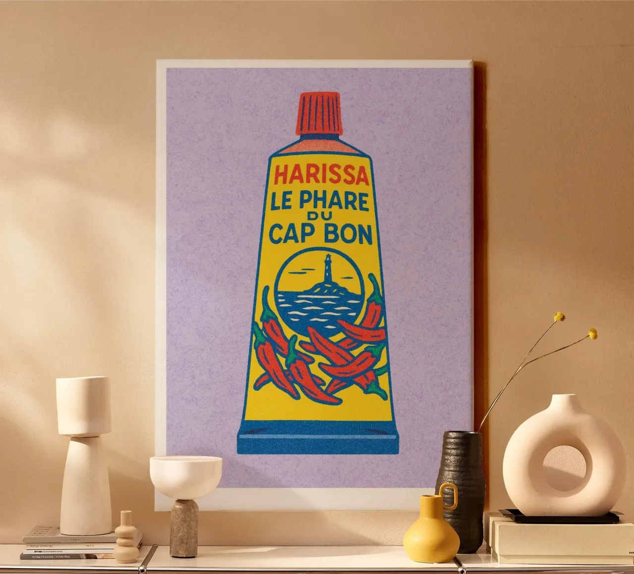 Risographie Kitchenprint "Eat The World" n. 2 tela con Cornice a cassetta da typealive