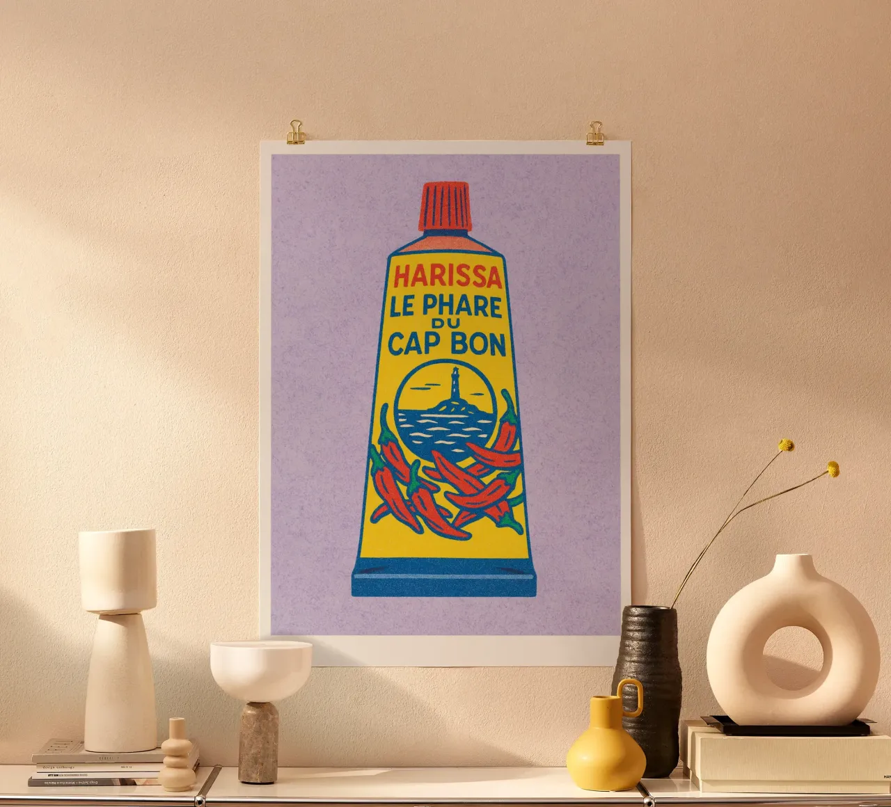 Risographie Kitchenprint "Eat The World" n. 2 poster con telaio in alluminio da typealive