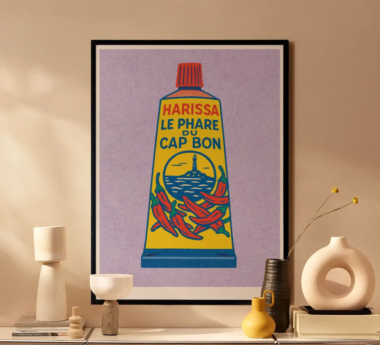Risographie Kitchenprint "Eat The World" n. 2 poster con telaio in alluminio da typealive