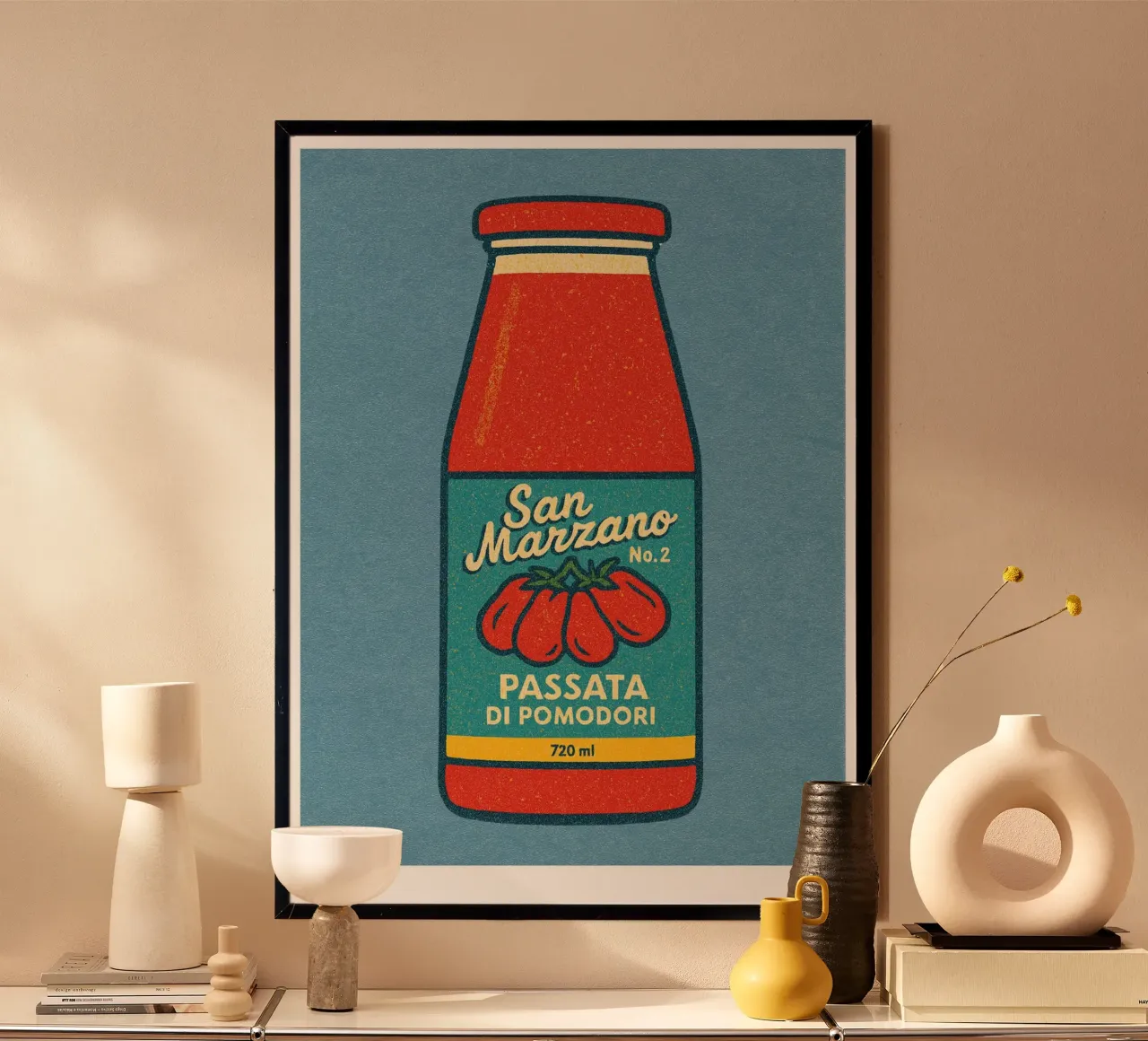 Risographie Kitchenprint "Eat The World" n. 9 poster con telaio in legno da typealive