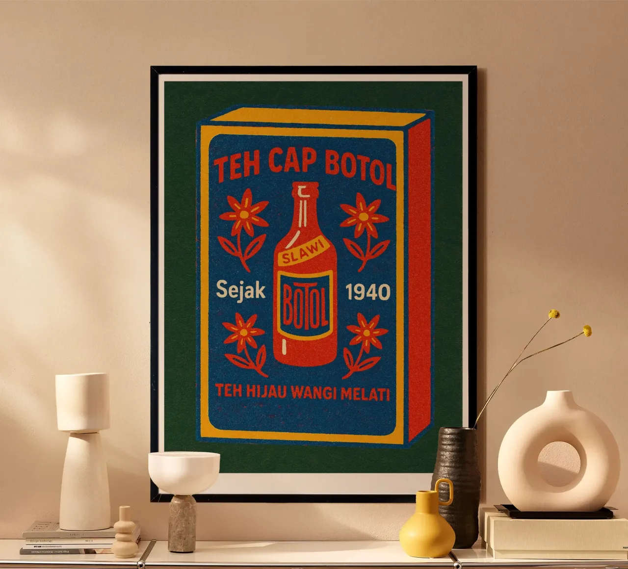 Risographie Kitchenprint "Eat The World" n. 6 poster con telaio in legno da typealive