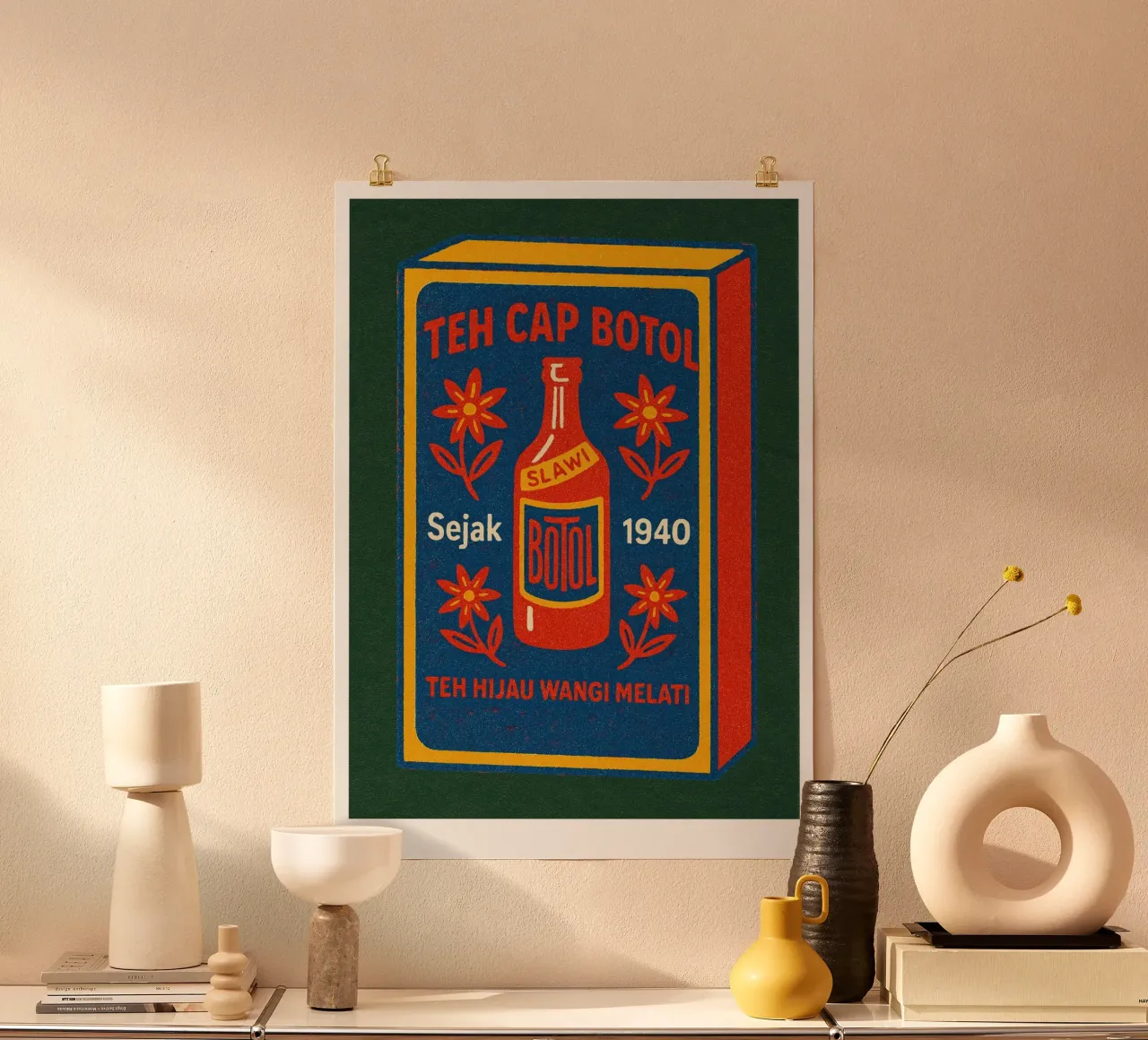 Risographie Kitchenprint "Eat The World" n. 6 poster con telaio in legno da typealive