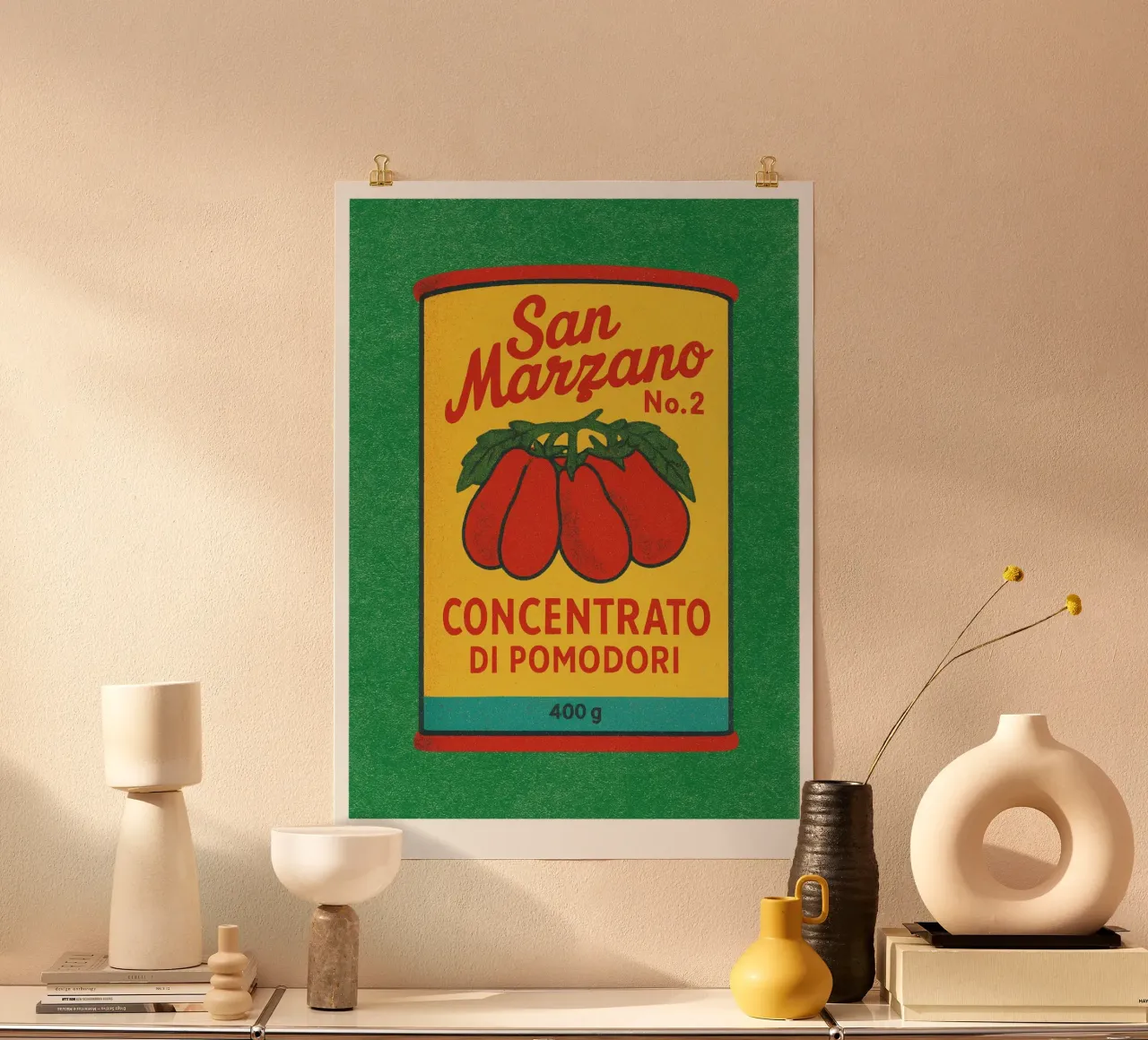 Risographie Kitchenprint "Eat The World" n. 11 poster con telaio in legno da typealive