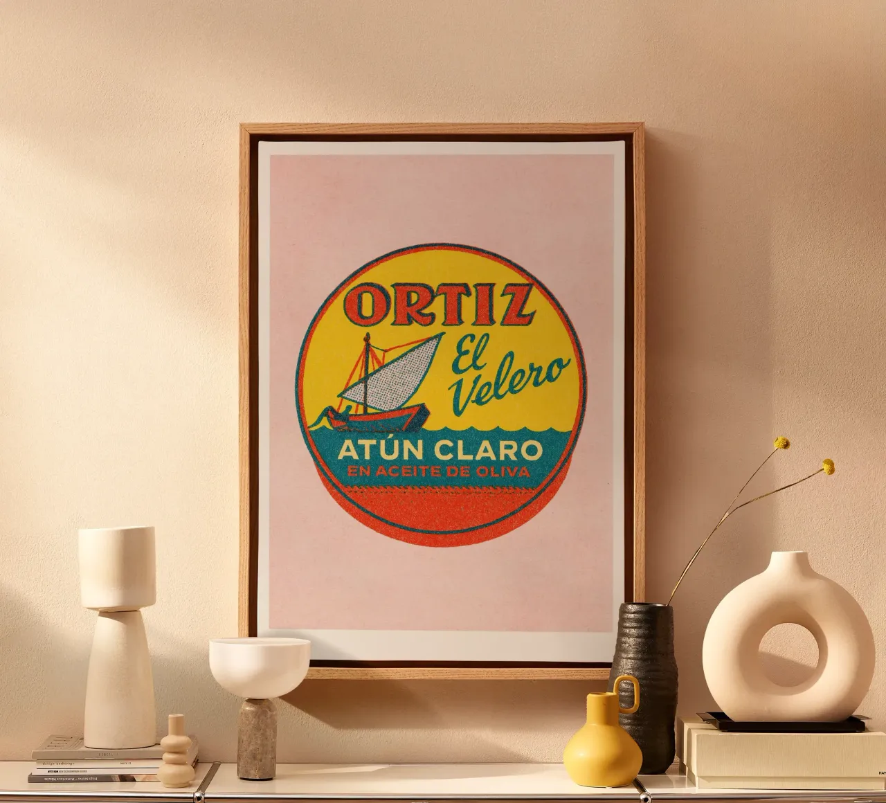 Risographie Kitchenprint "Eat The World" n. 15 tela con Cornice a cassetta da typealive