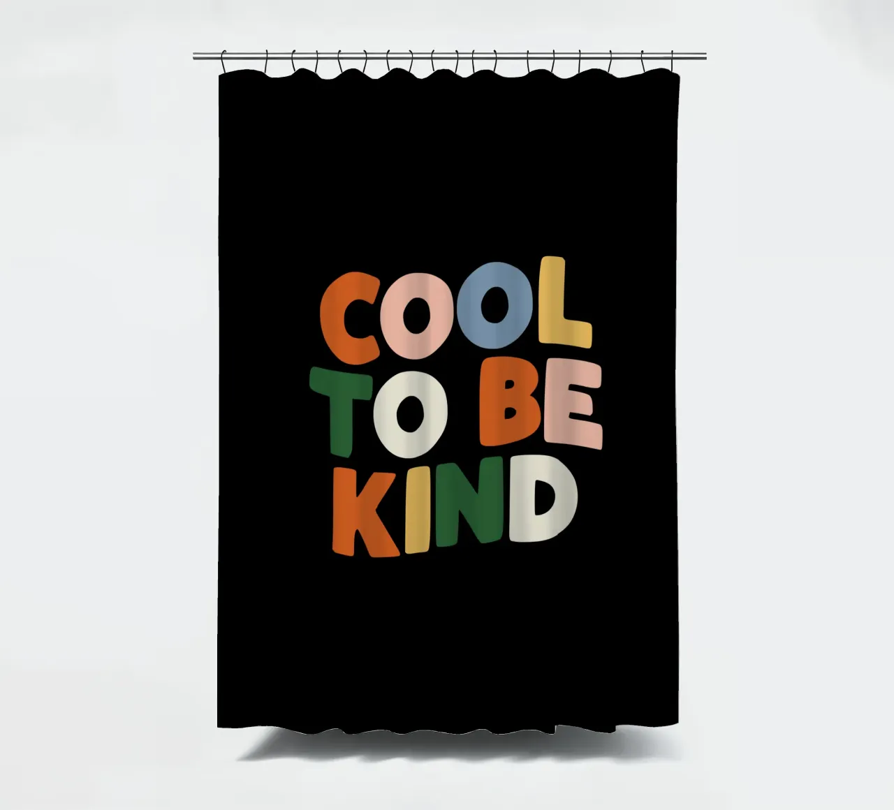 Cool To Be Kind Colourful Bold Kindness Typografie Design tenda da doccia da THE MOTIVATED TYPE