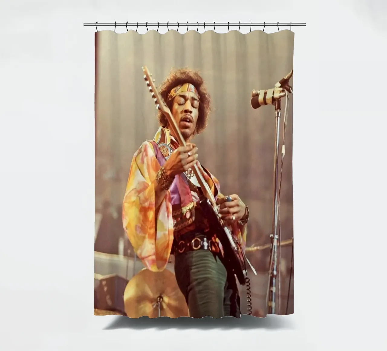 Playing guitar on stage shower curtain by Alex happy shop