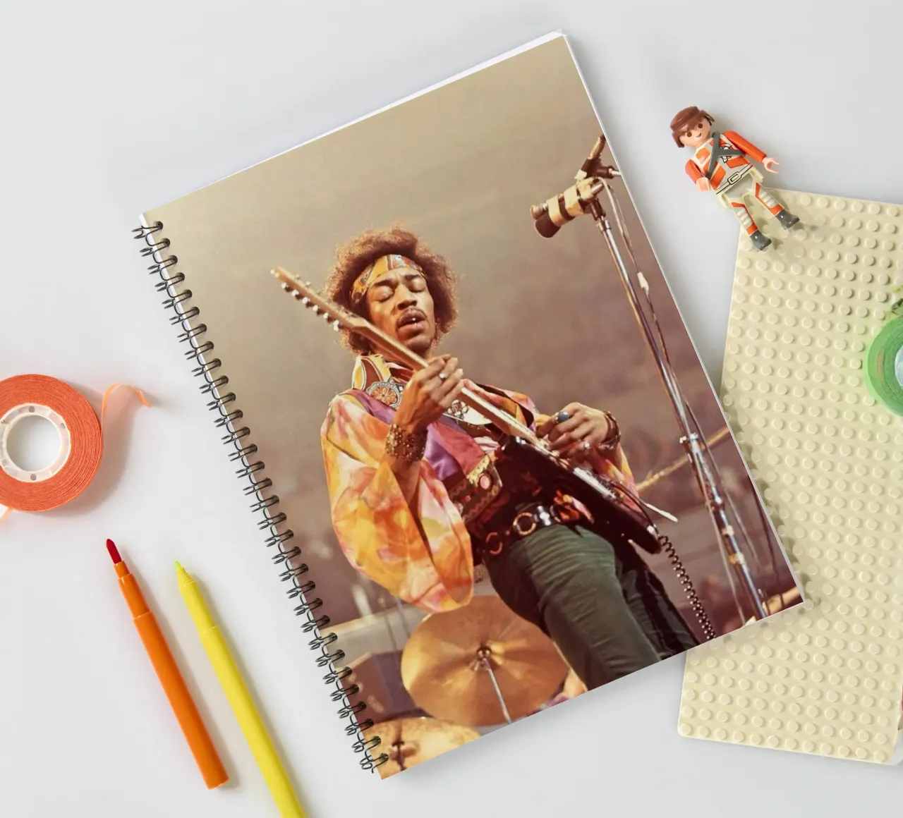 Playing guitar on stage spiral notebook by Alex happy shop