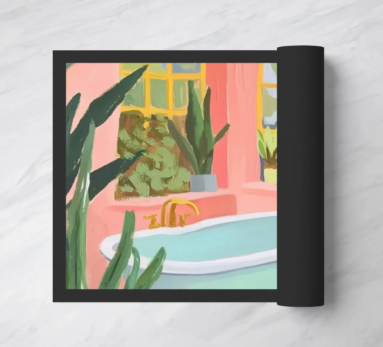Vasca da bagno con piante rigogliose zerbino da Melloi Art Print
