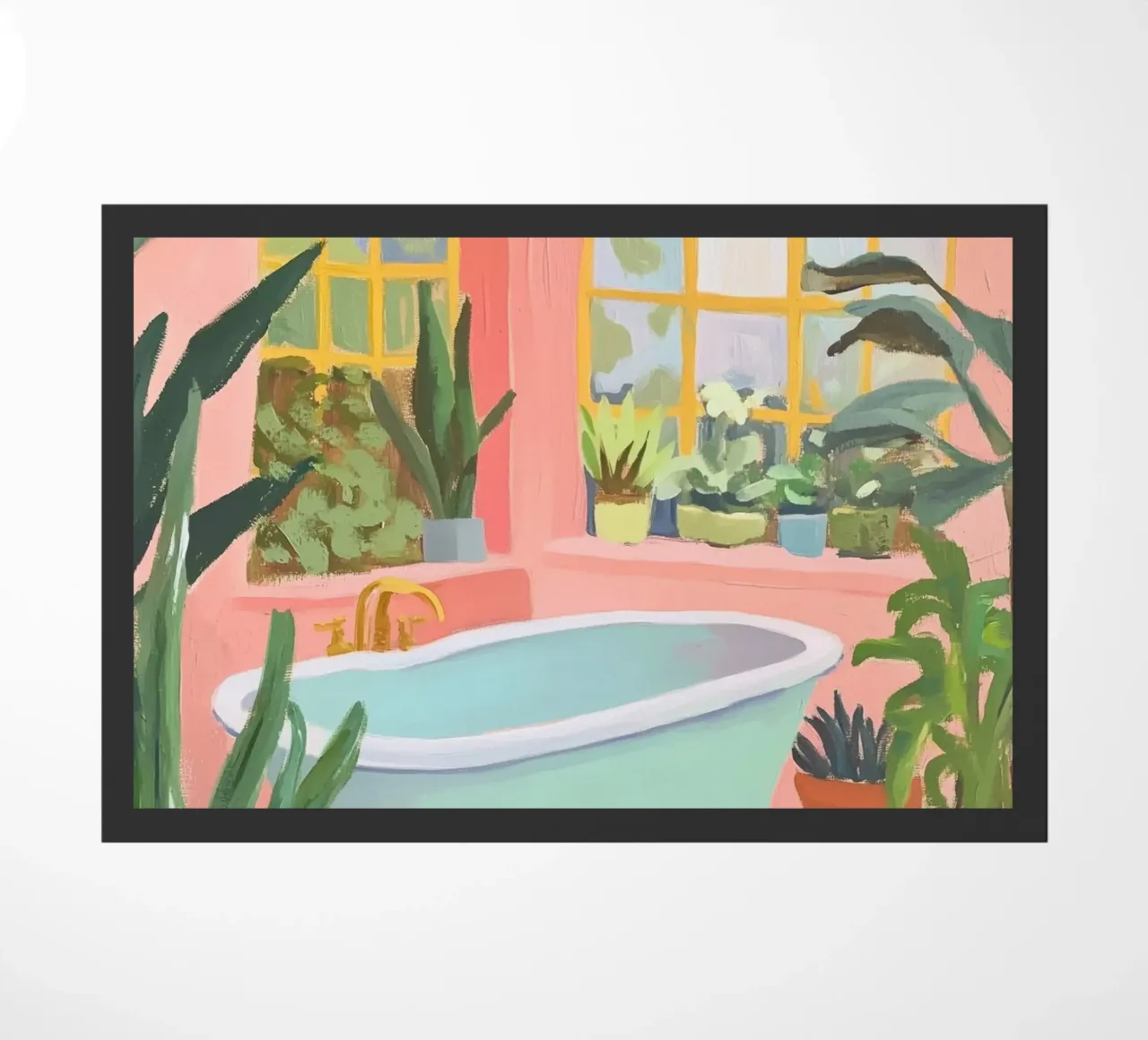 Vasca da bagno con piante rigogliose zerbino da Melloi Art Print