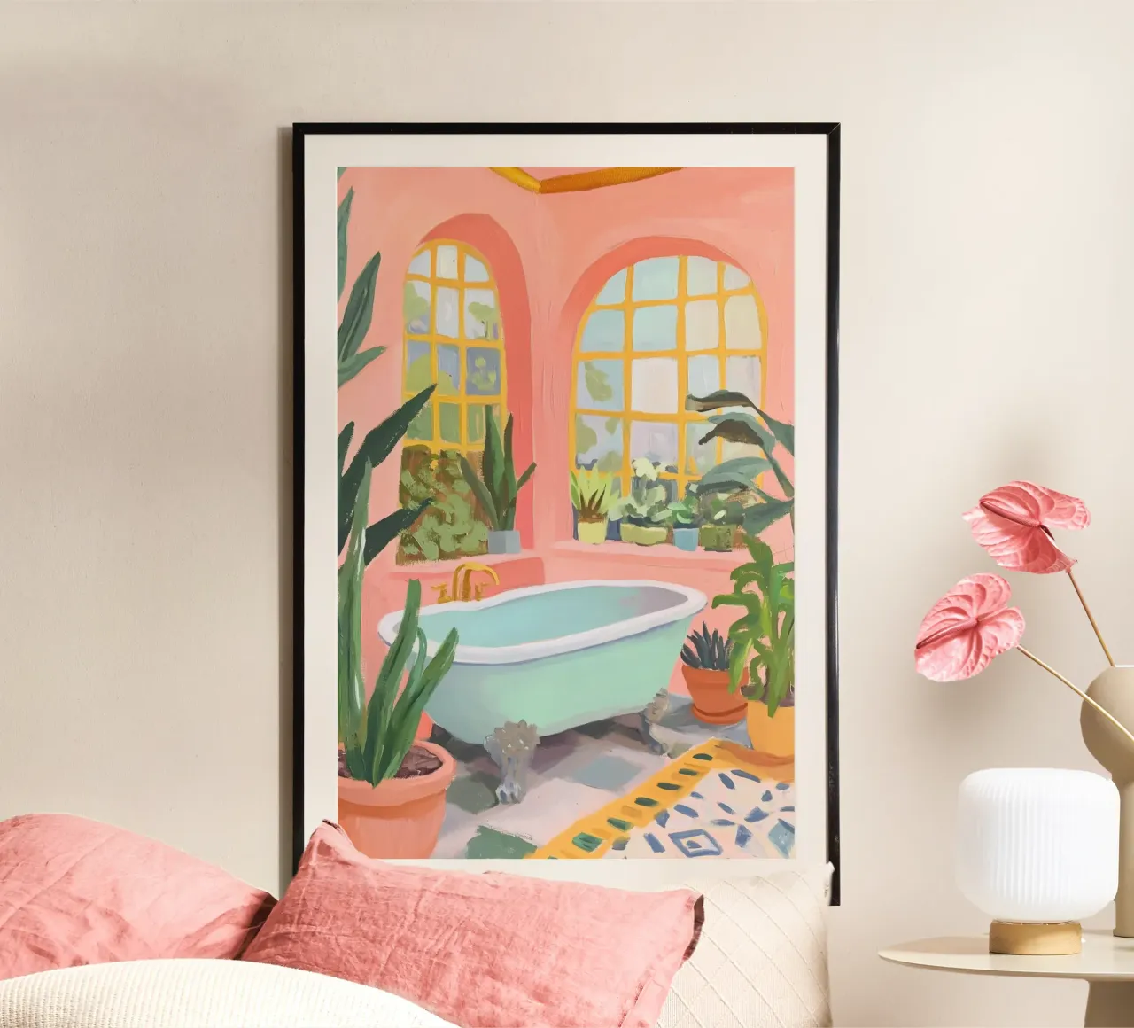 Vasca da bagno con piante rigogliose poster da Melloi Art Print