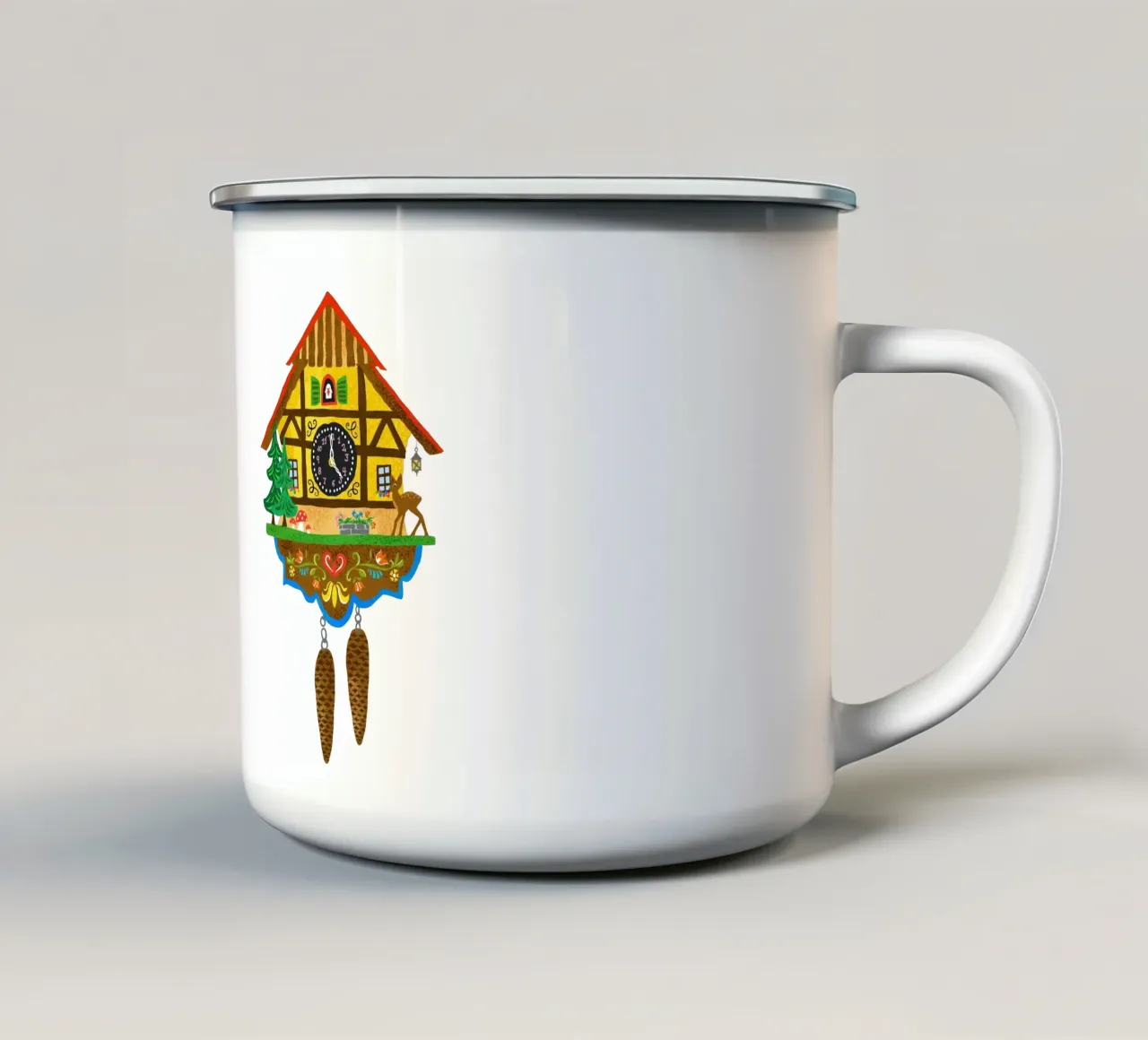 Orologio a cucù souvenir della Foresta Nera tazza in smalto da DYDesign