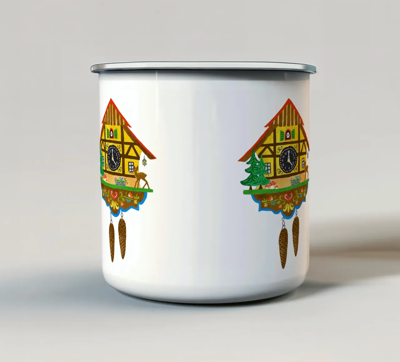 Orologio a cucù souvenir della Foresta Nera tazza in smalto da DYDesign