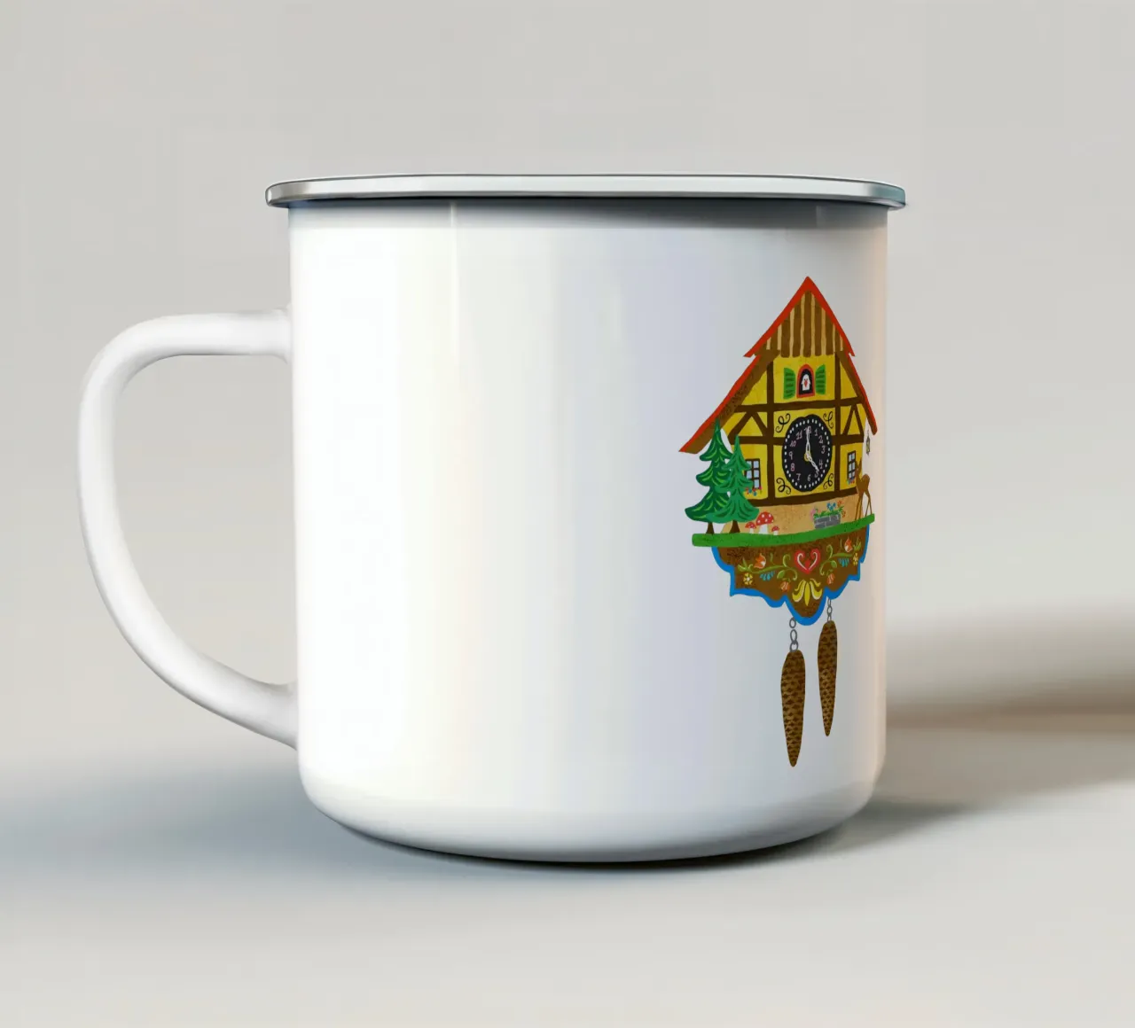 Orologio a cucù souvenir della Foresta Nera tazza in smalto da DYDesign