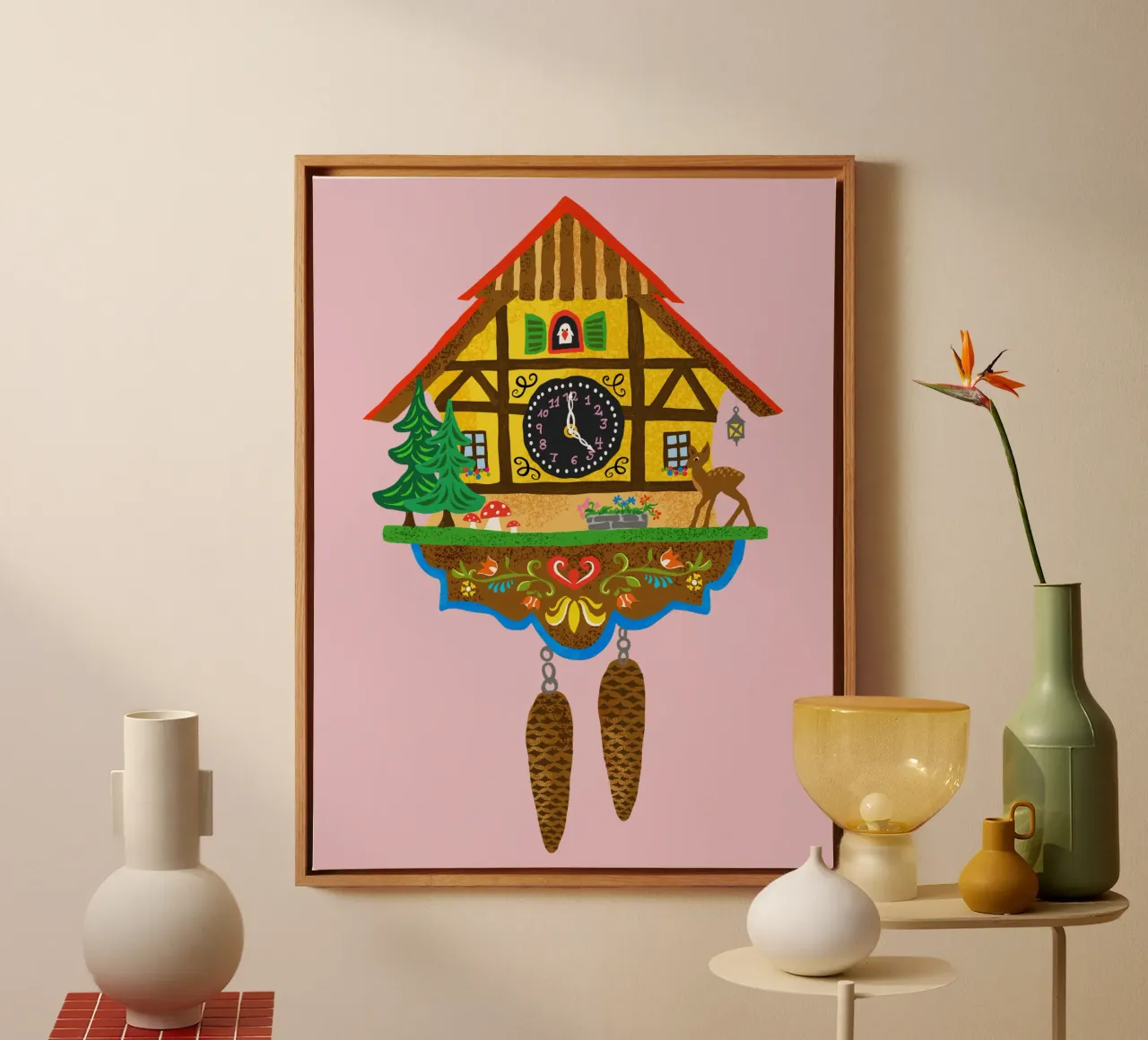 Orologio a cucù souvenir della Foresta Nera tela con Cornice a cassetta da DYDesign