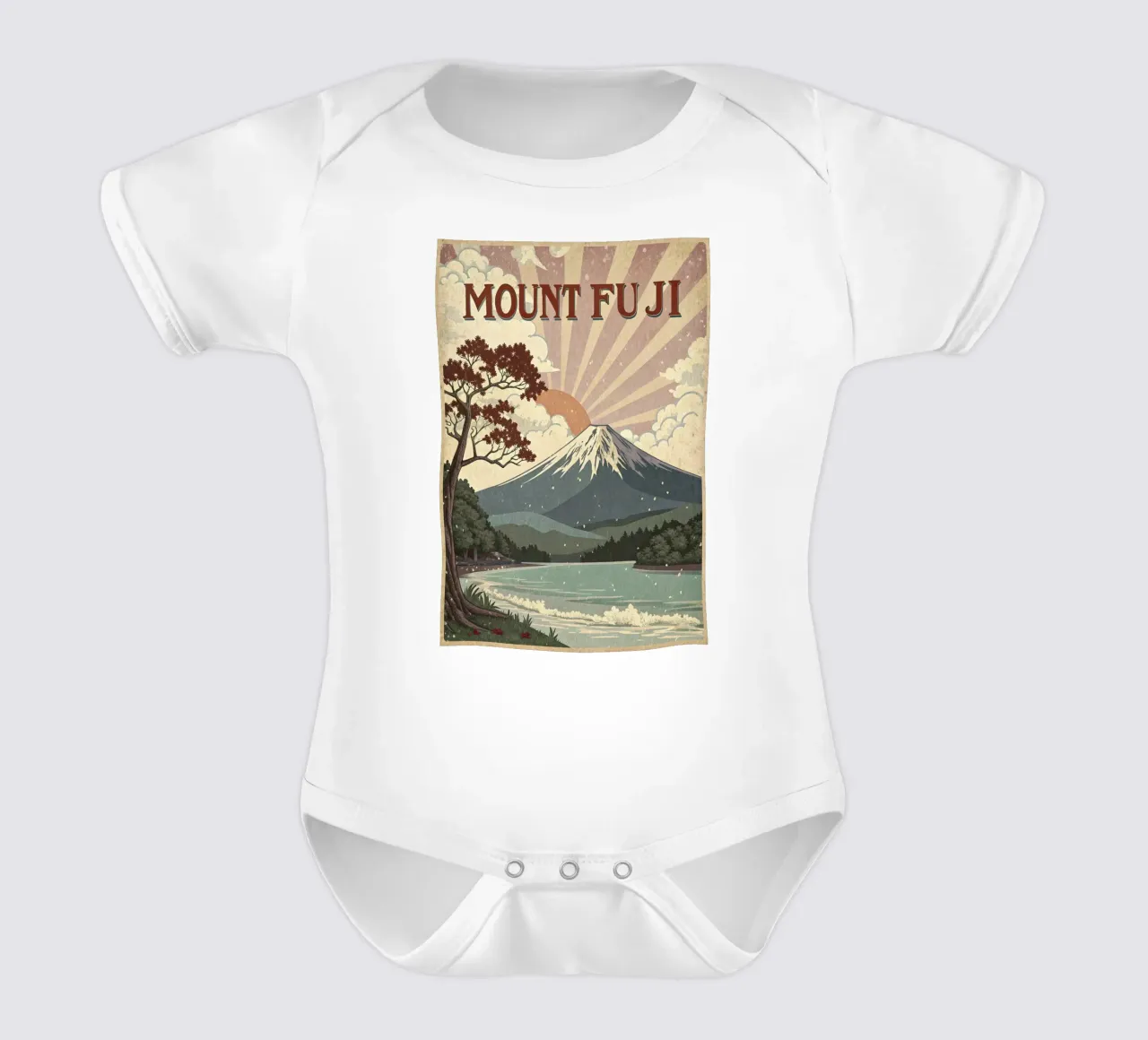 Poster d'epoca del Monte Fuji body neonato maniche corte da 🎁 ARTVI-SHOP