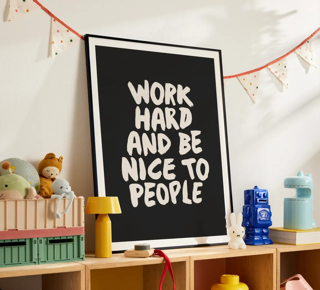 Lavora sodo e sii gentile con le persone Tipografia positiva poster da THE MOTIVATED TYPE