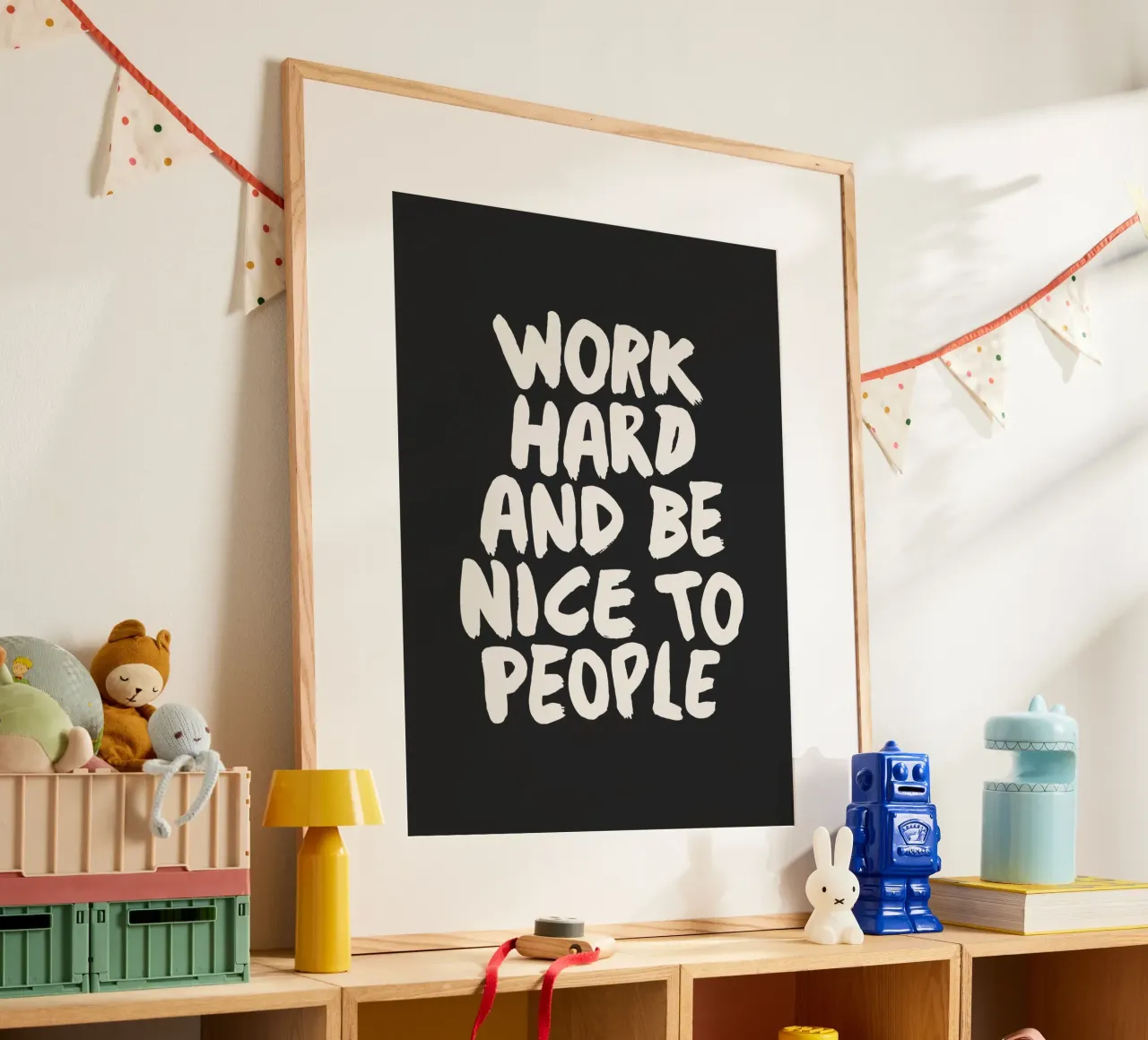 Lavora sodo e sii gentile con le persone Tipografia positiva poster da THE MOTIVATED TYPE
