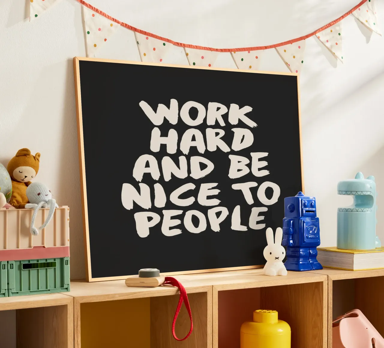 Lavora sodo e sii gentile con le persone Tipografia positiva poster da THE MOTIVATED TYPE