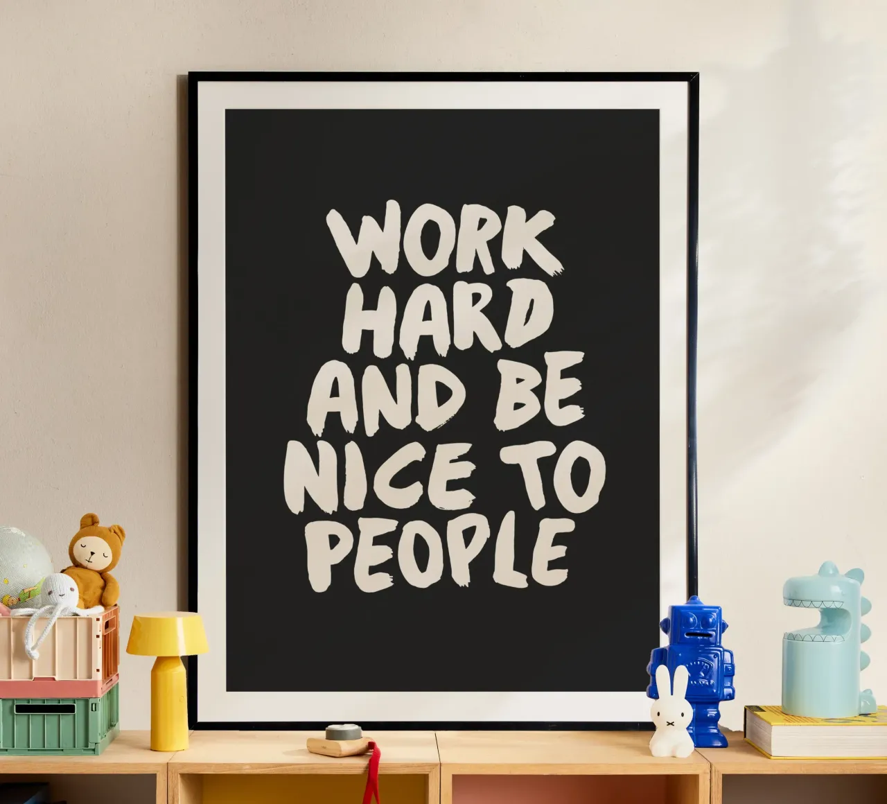 Lavora sodo e sii gentile con le persone Tipografia positiva poster da THE MOTIVATED TYPE