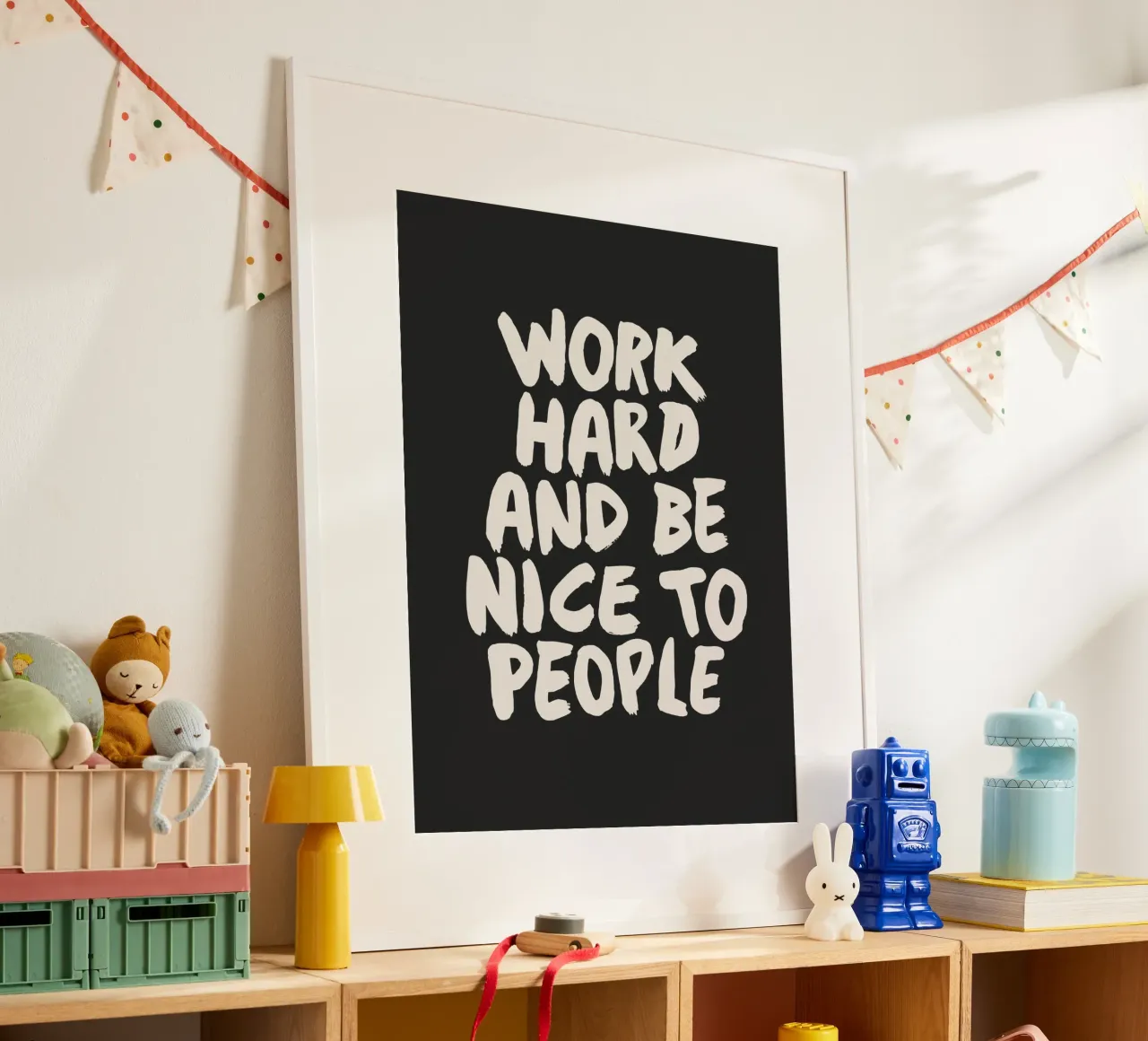Lavora sodo e sii gentile con le persone Tipografia positiva poster da THE MOTIVATED TYPE