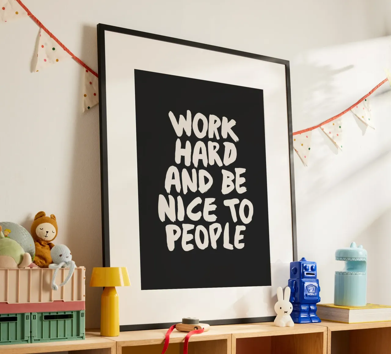 Lavora sodo e sii gentile con le persone Tipografia positiva poster da THE MOTIVATED TYPE