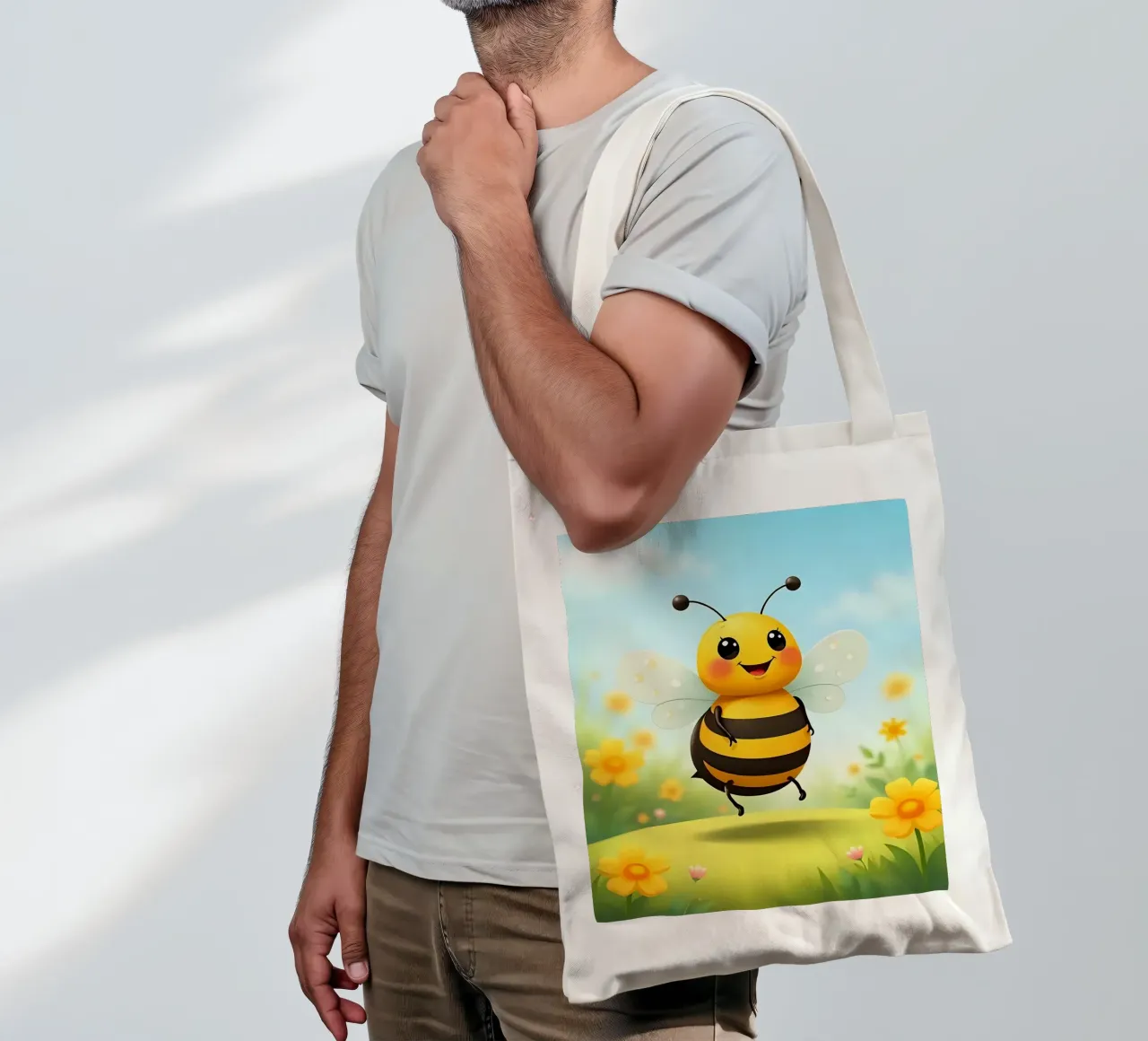 Biene_2 borsa in juta da Tierisch bunt by LK