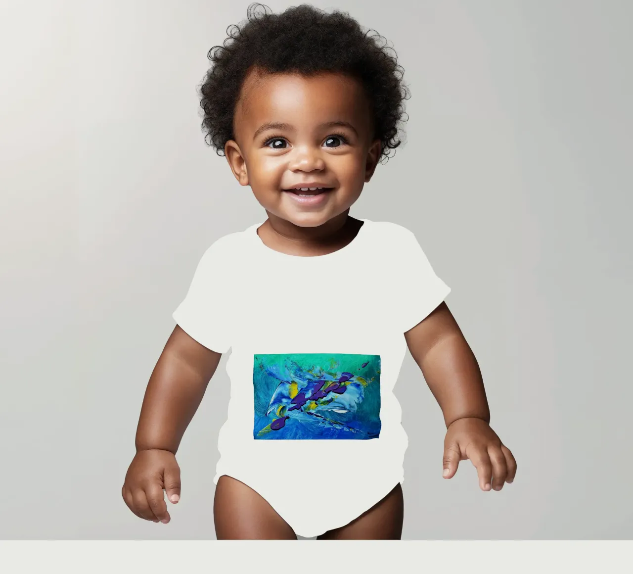 MESSAGE FROM THE HEART 2 babyrompertje korte mouwen van Thierry Vobmann Abstract painting