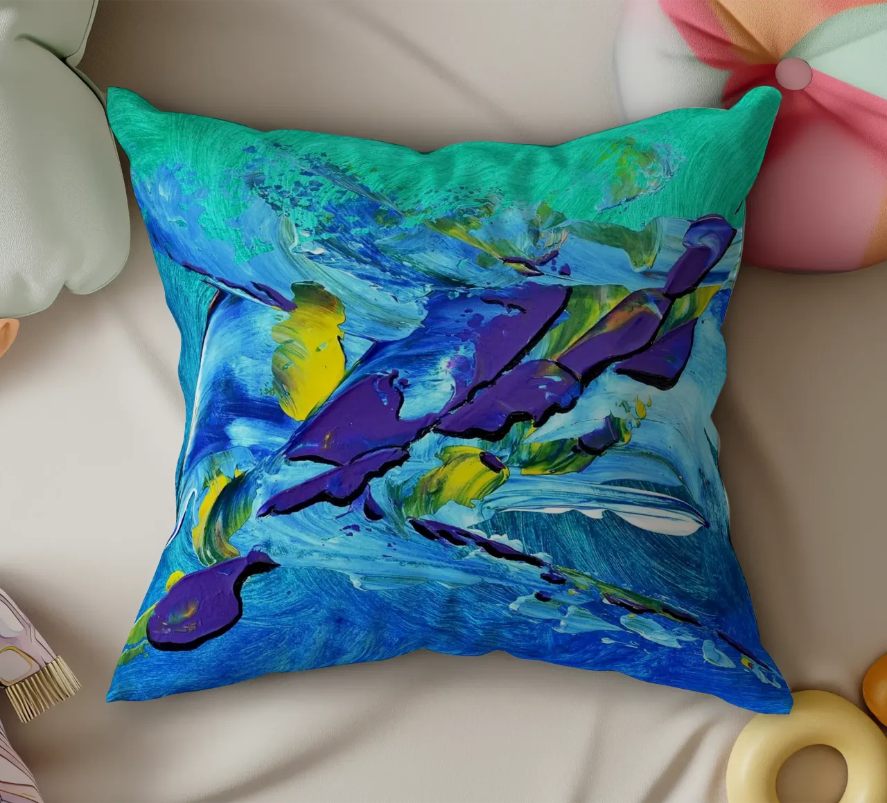 MESSAGE FROM THE HEART 2 cuscino da Thierry Vobmann Abstract painting