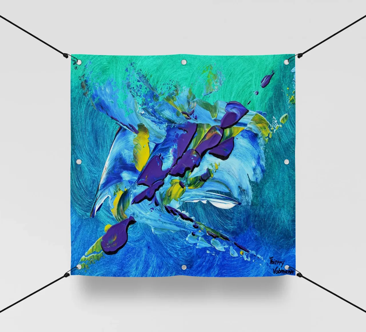 MESSAGE FROM THE HEART 2 telo in pvc da Thierry Vobmann Abstract painting