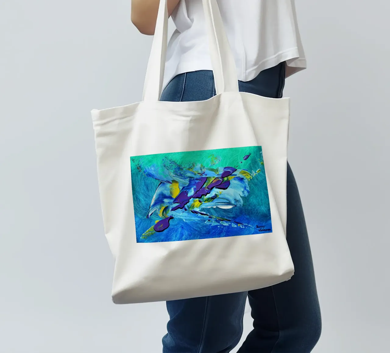 MESSAGE FROM THE HEART 2 borsa in juta da Thierry Vobmann Abstract painting