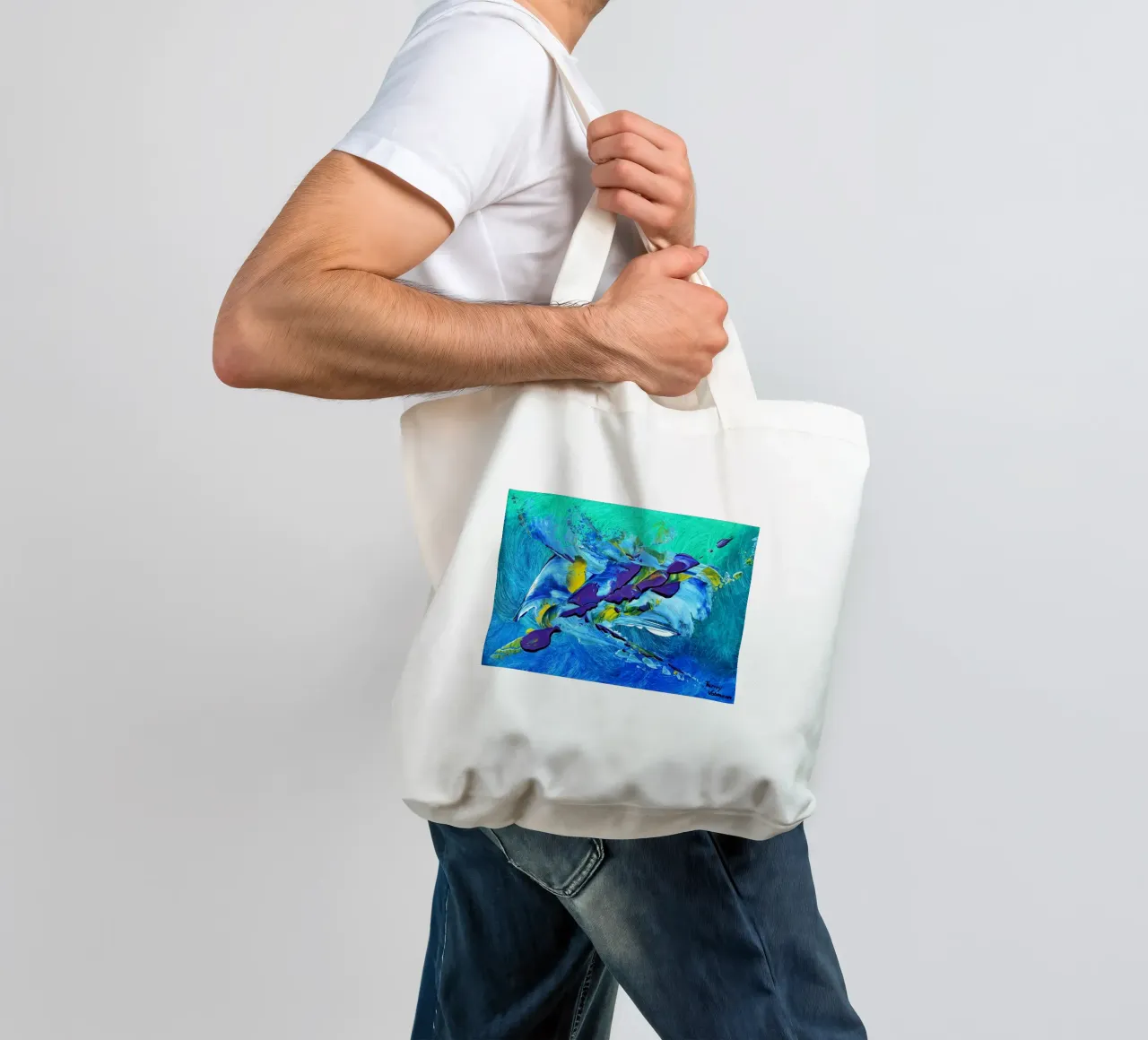 MESSAGE FROM THE HEART 2 borsa in juta da Thierry Vobmann Abstract painting