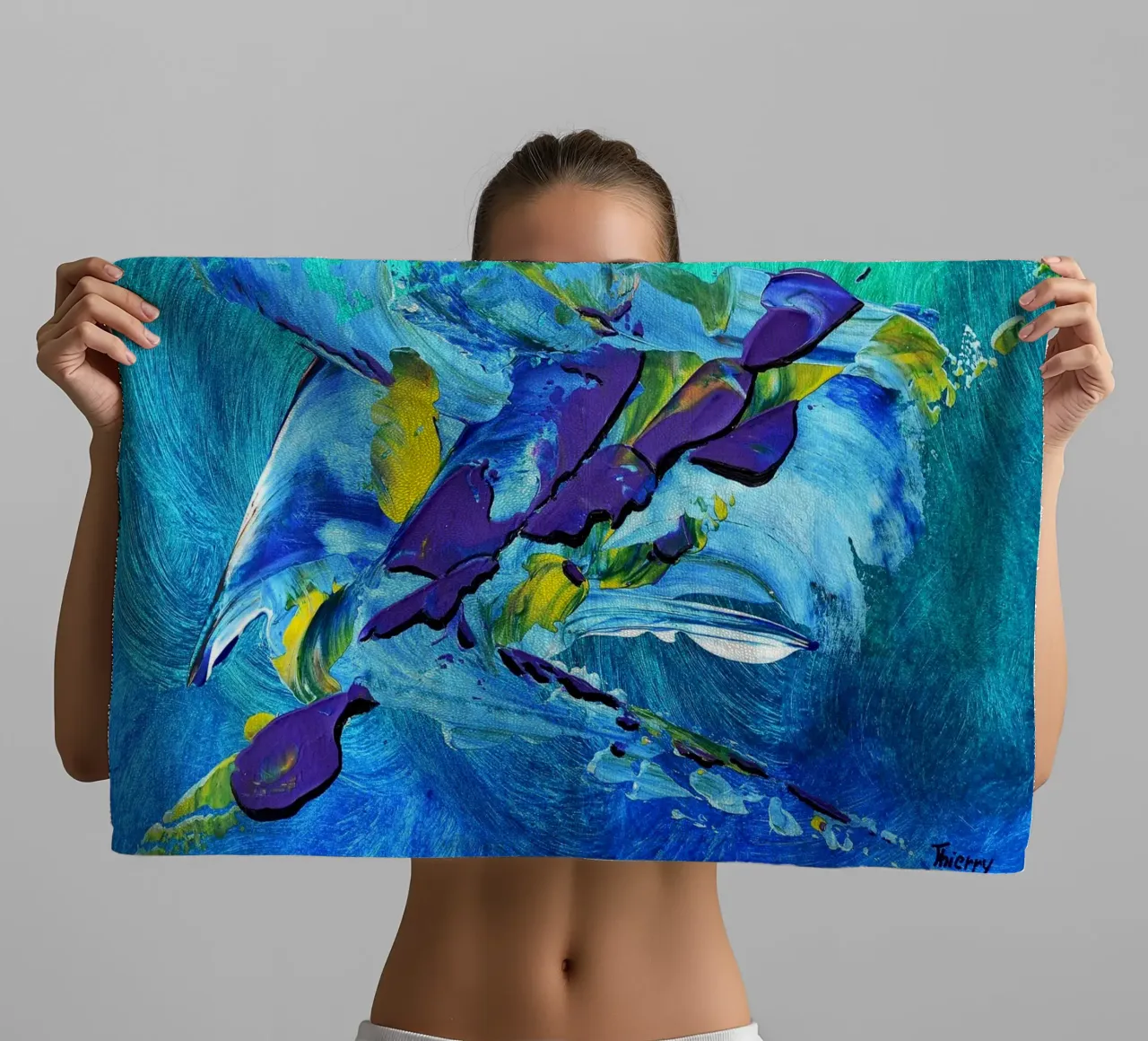 MESSAGE FROM THE HEART 2 toalla de baño de Thierry Vobmann Abstract painting