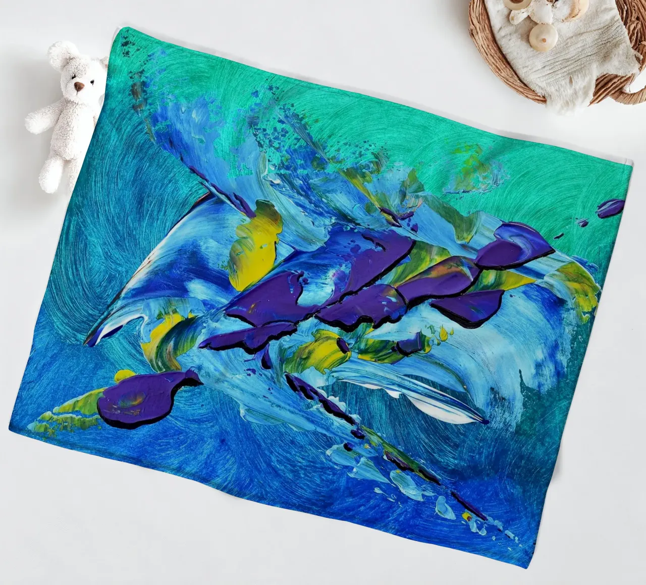 MESSAGE FROM THE HEART 2 coperta in pile da Thierry Vobmann Abstract painting