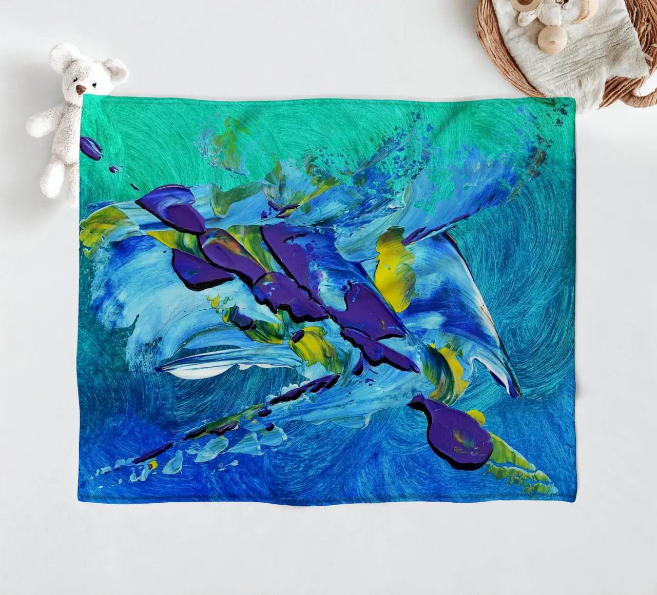 MESSAGE FROM THE HEART 2 coperta in pile da Thierry Vobmann Abstract painting