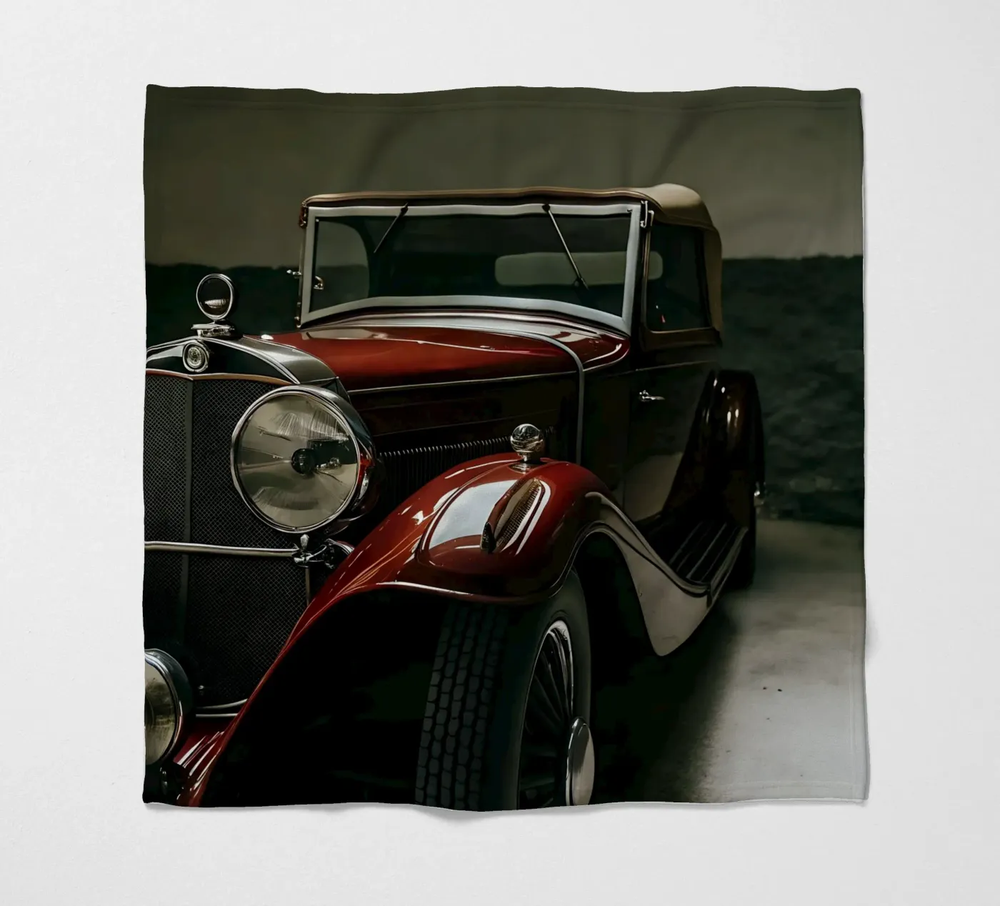 Einzigartiger roter Oldtimer Fleecedecke von CAR EDITION