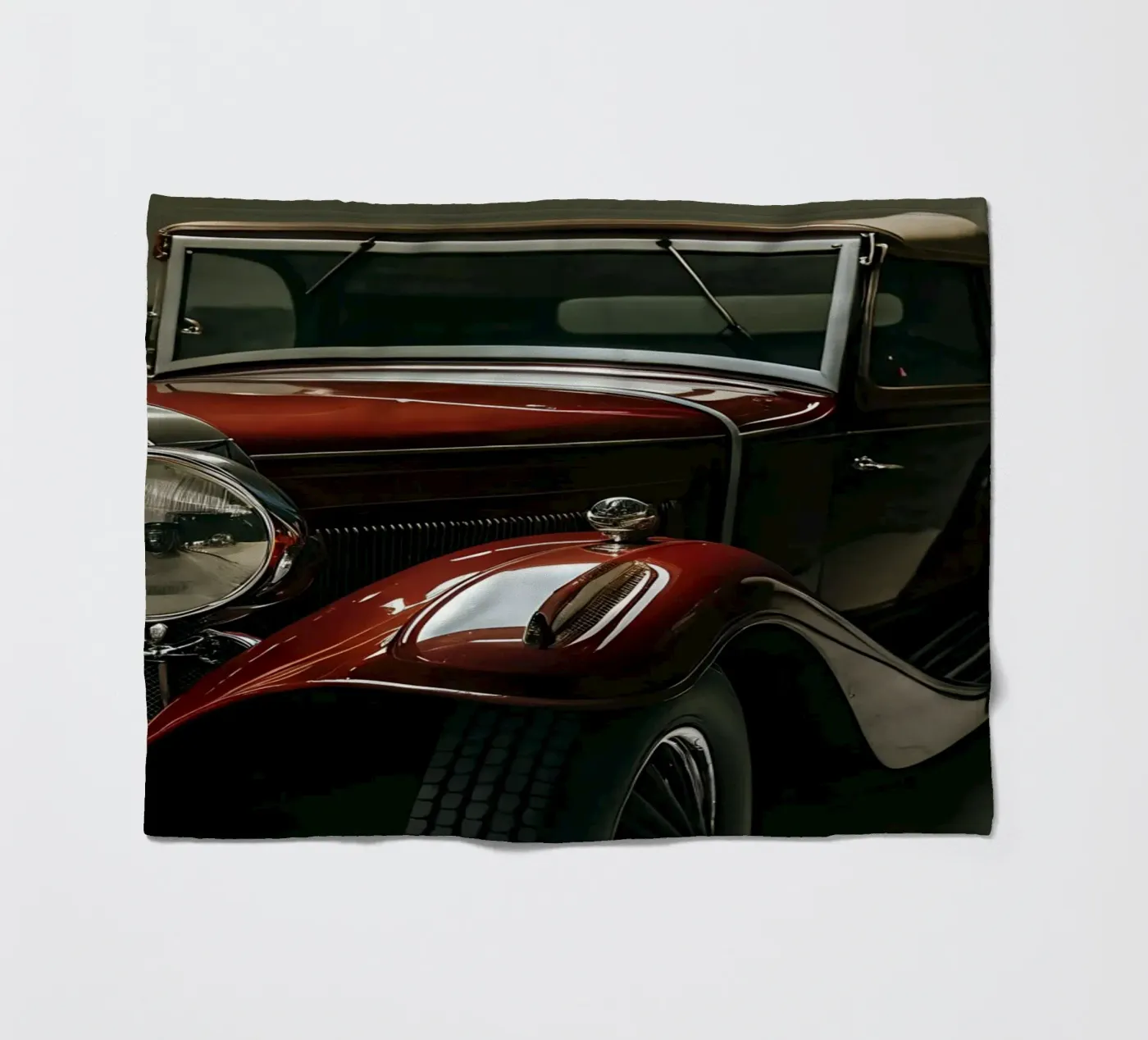 Einzigartiger roter Oldtimer Fleecedecke von CAR EDITION