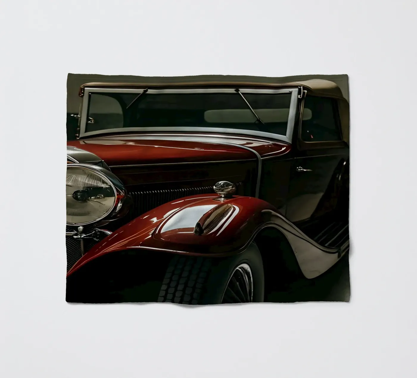 Einzigartiger roter Oldtimer Fleecedecke von CAR EDITION