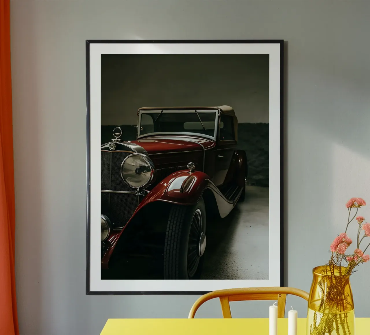 Auto d'epoca rossa unica nel suo genere poster con telaio in alluminio da CAR EDITION