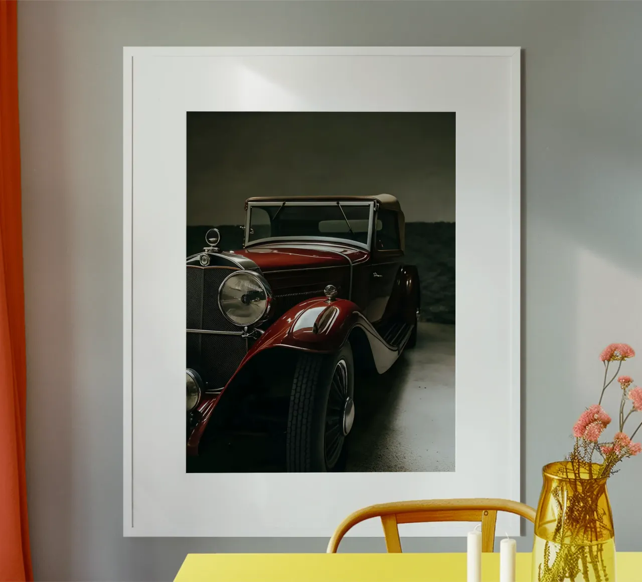 Auto d'epoca rossa unica nel suo genere poster con telaio in alluminio da CAR EDITION