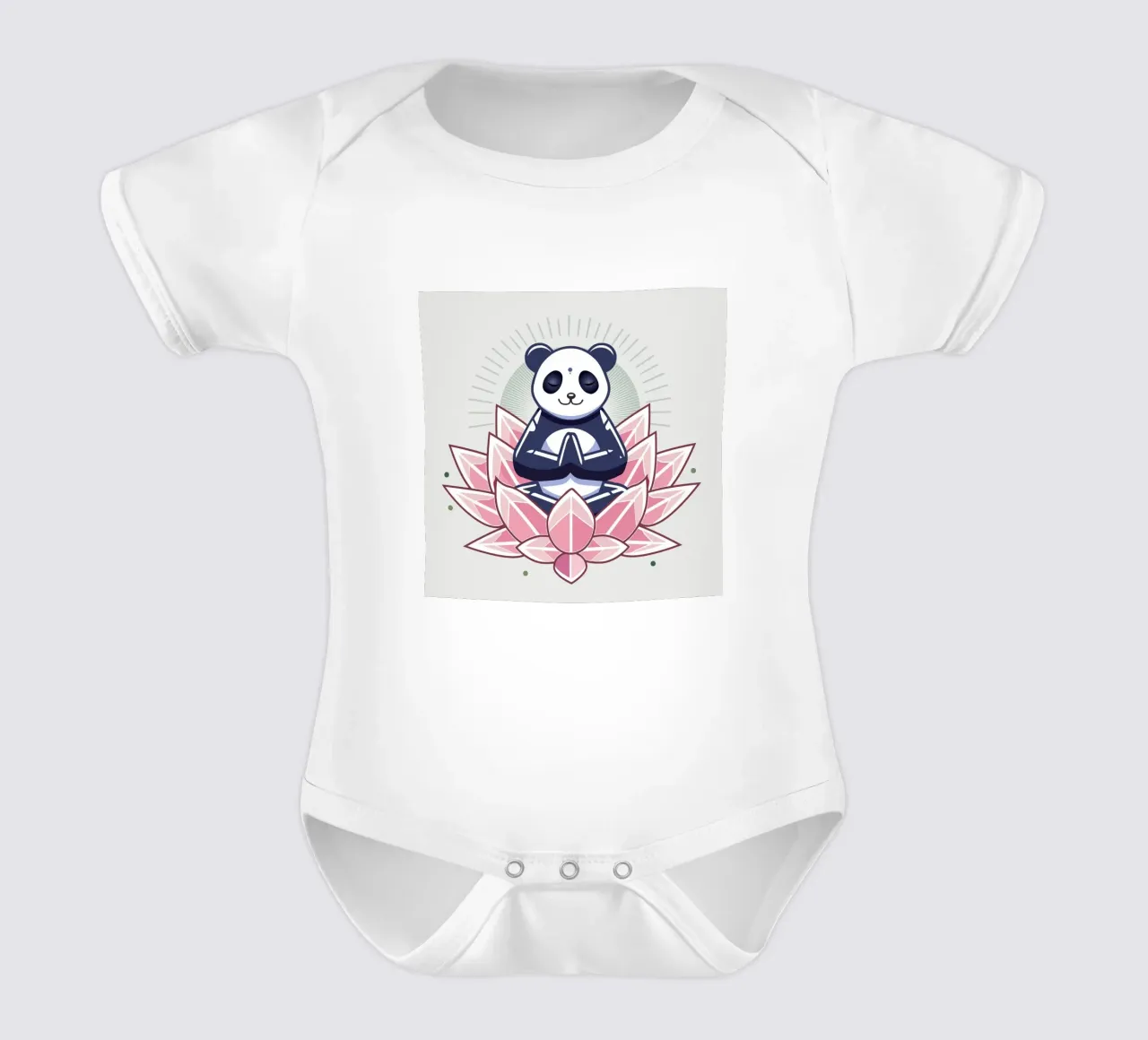 Panda in meditazione su un fiore di loto body neonato maniche corte da namosh