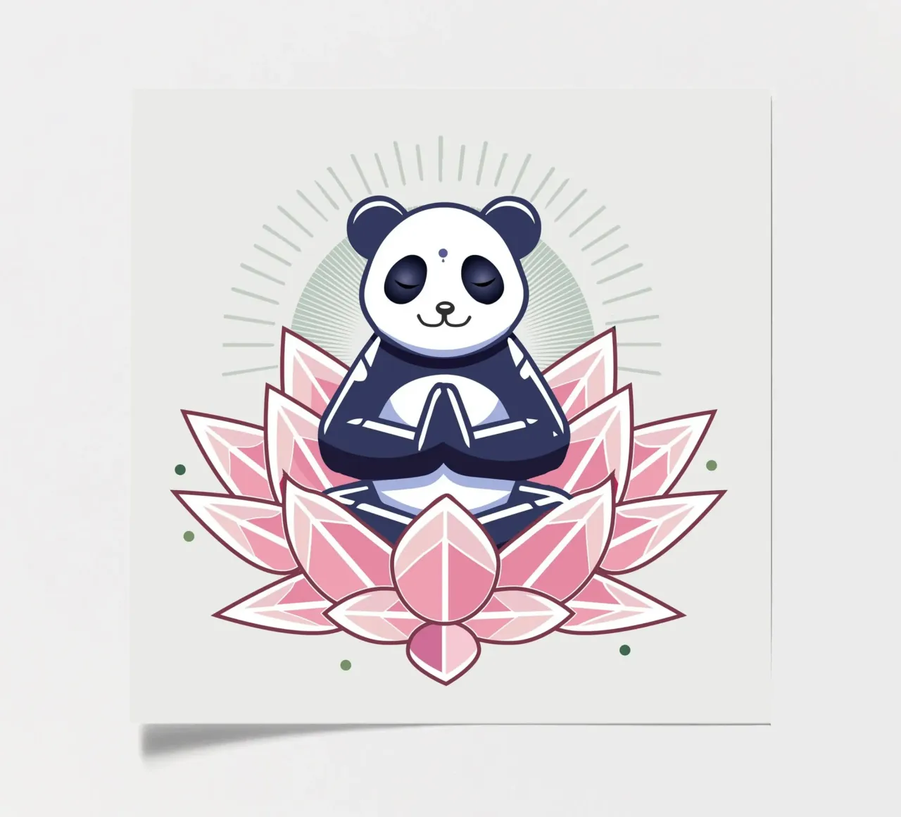 Mediterende panda op lotusbloesem stickervel van namosh